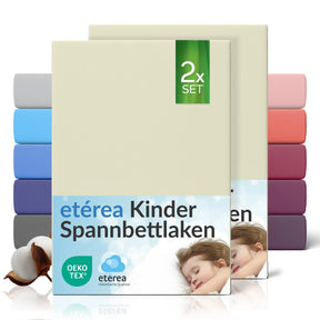etérea Comfort Jersey Kinder Spannbettlaken Doppelpack - 60x120 - 70x140 cm