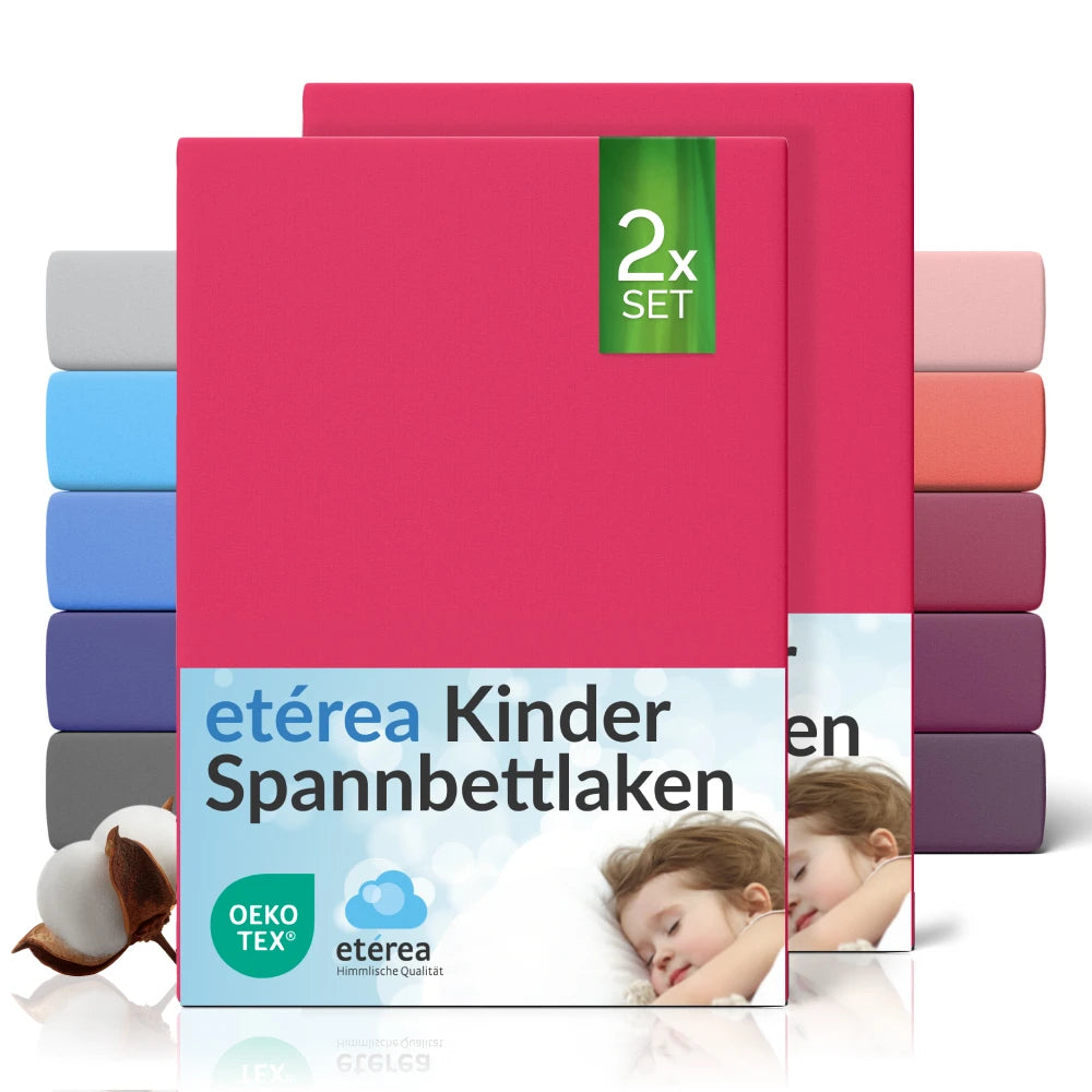etérea Comfort Jersey Kinder Spannbettlaken Doppelpack - 60x120 - 70x140 cm