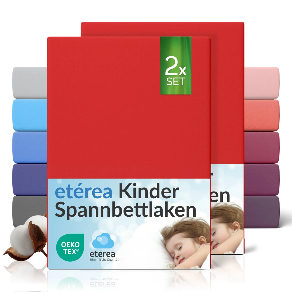 etérea Comfort Jersey Kinder Spannbettlaken Doppelpack - 60x120 - 70x140 cm