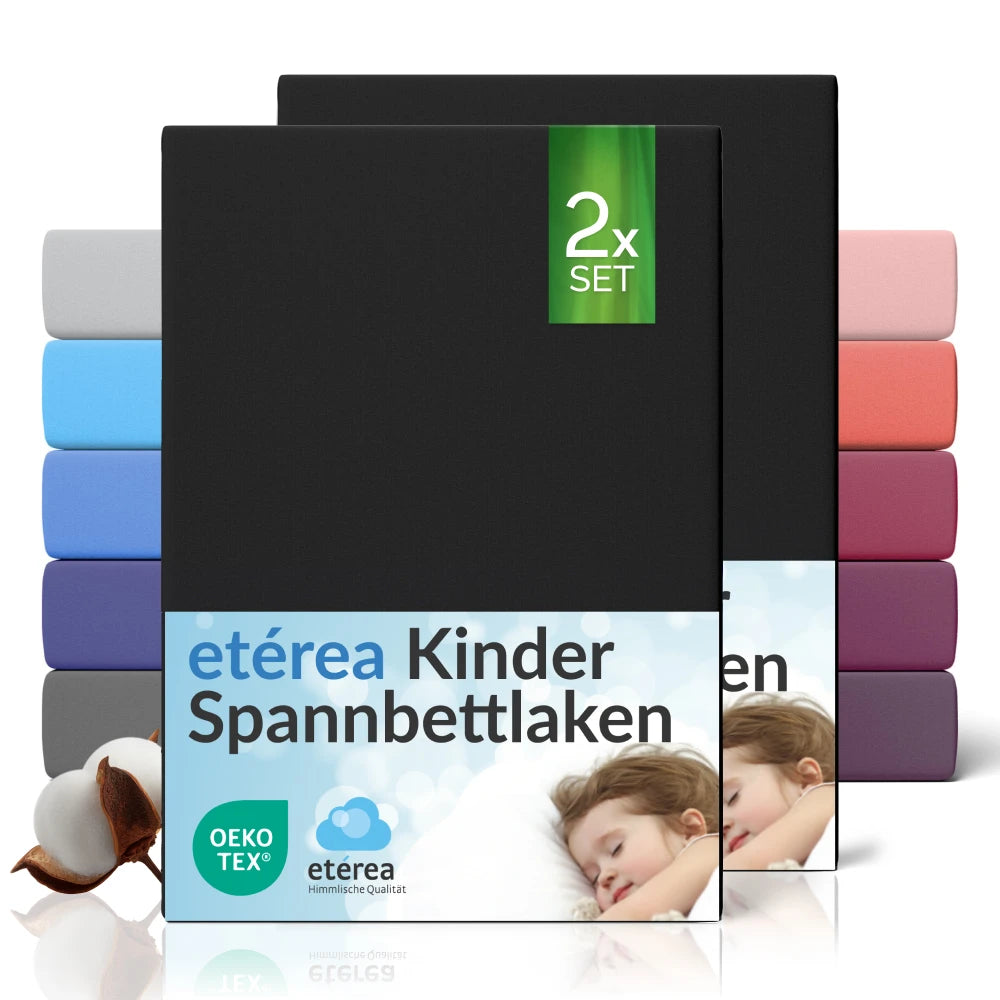 etérea Comfort Jersey Kinder Spannbettlaken Doppelpack - 60x120 - 70x140 cm