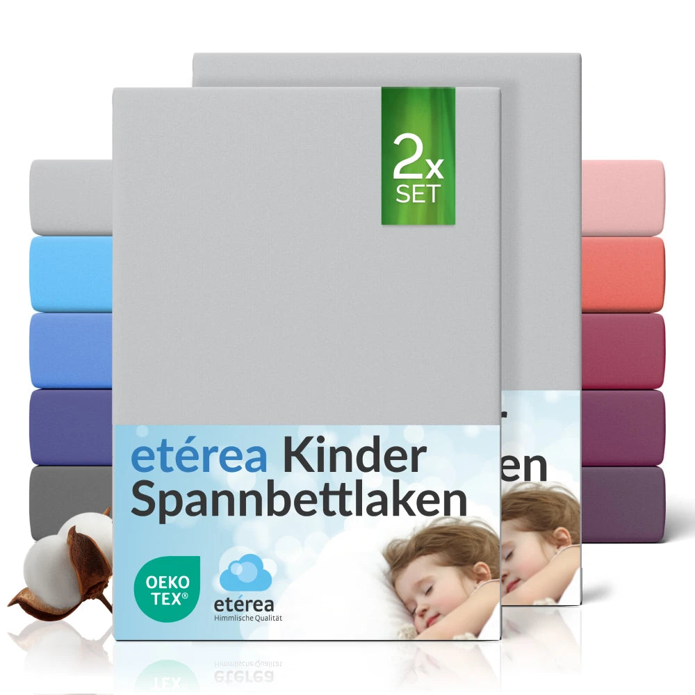 etérea Comfort Jersey Kinder Spannbettlaken Doppelpack - 60x120 - 70x140 cm