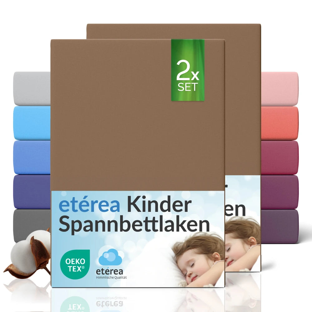 etérea Comfort Jersey Kinder Spannbettlaken Doppelpack - 60x120 - 70x140 cm