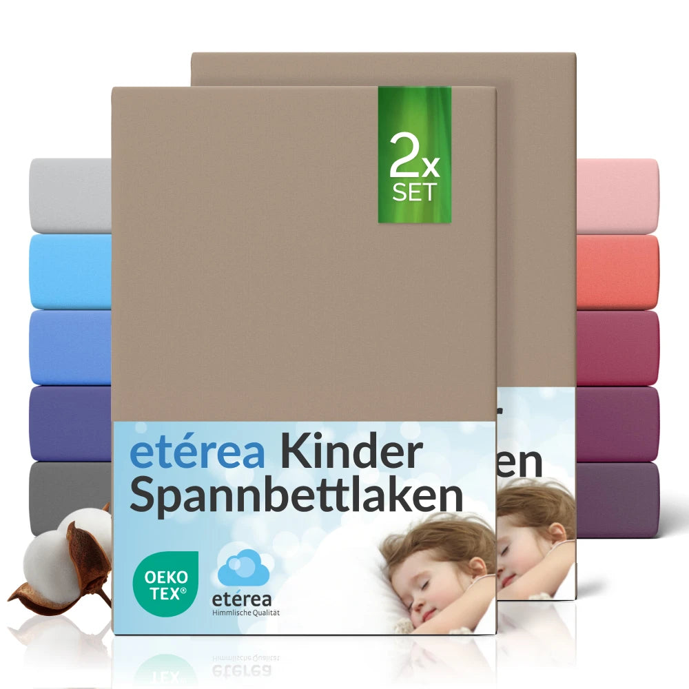 etérea Comfort Jersey Kinder Spannbettlaken Doppelpack - 60x120 - 70x140 cm