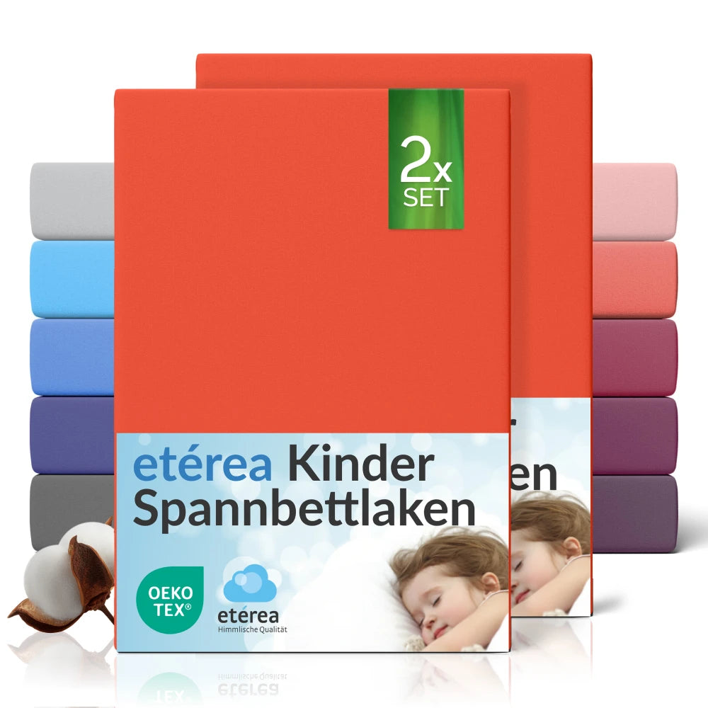 etérea Comfort Jersey Kinder Spannbettlaken Doppelpack - 60x120 - 70x140 cm