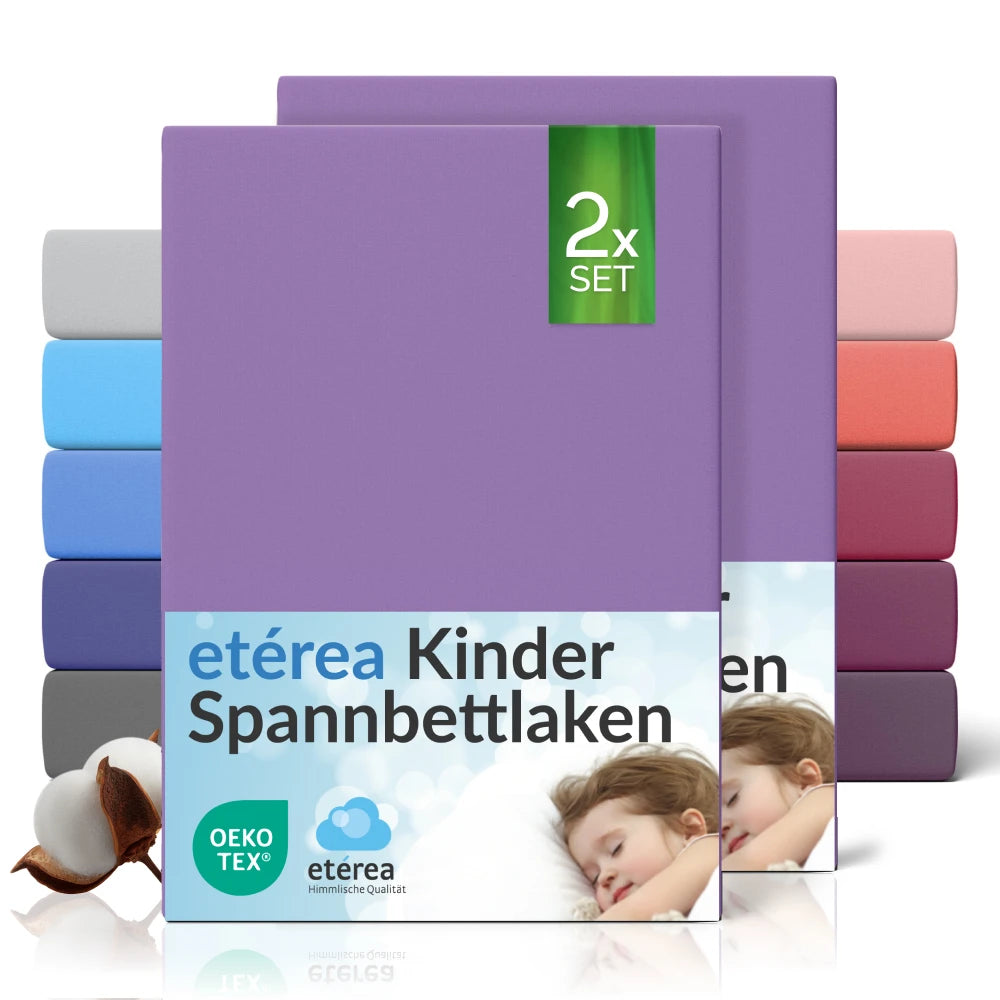 etérea Comfort Jersey Kinder Spannbettlaken Doppelpack - 60x120 - 70x140 cm