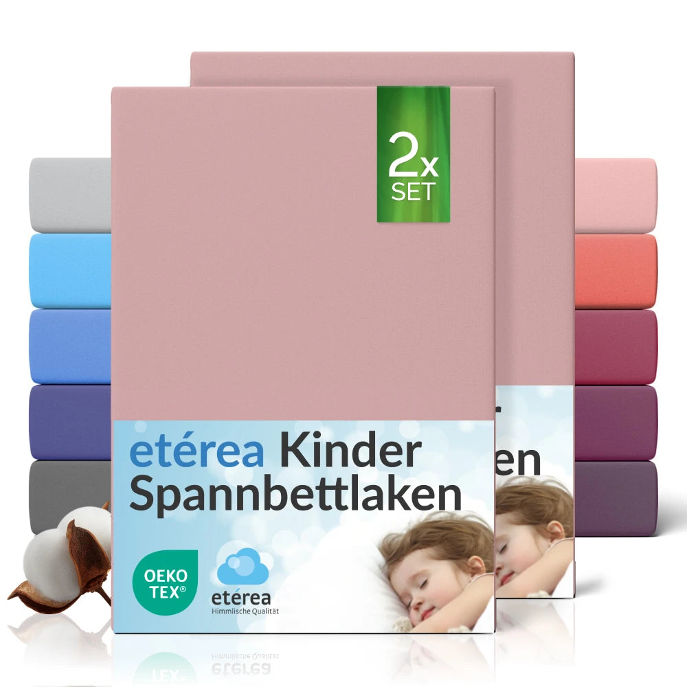 etérea Comfort Jersey Kinder Spannbettlaken Doppelpack - 60x120 - 70x140 cm