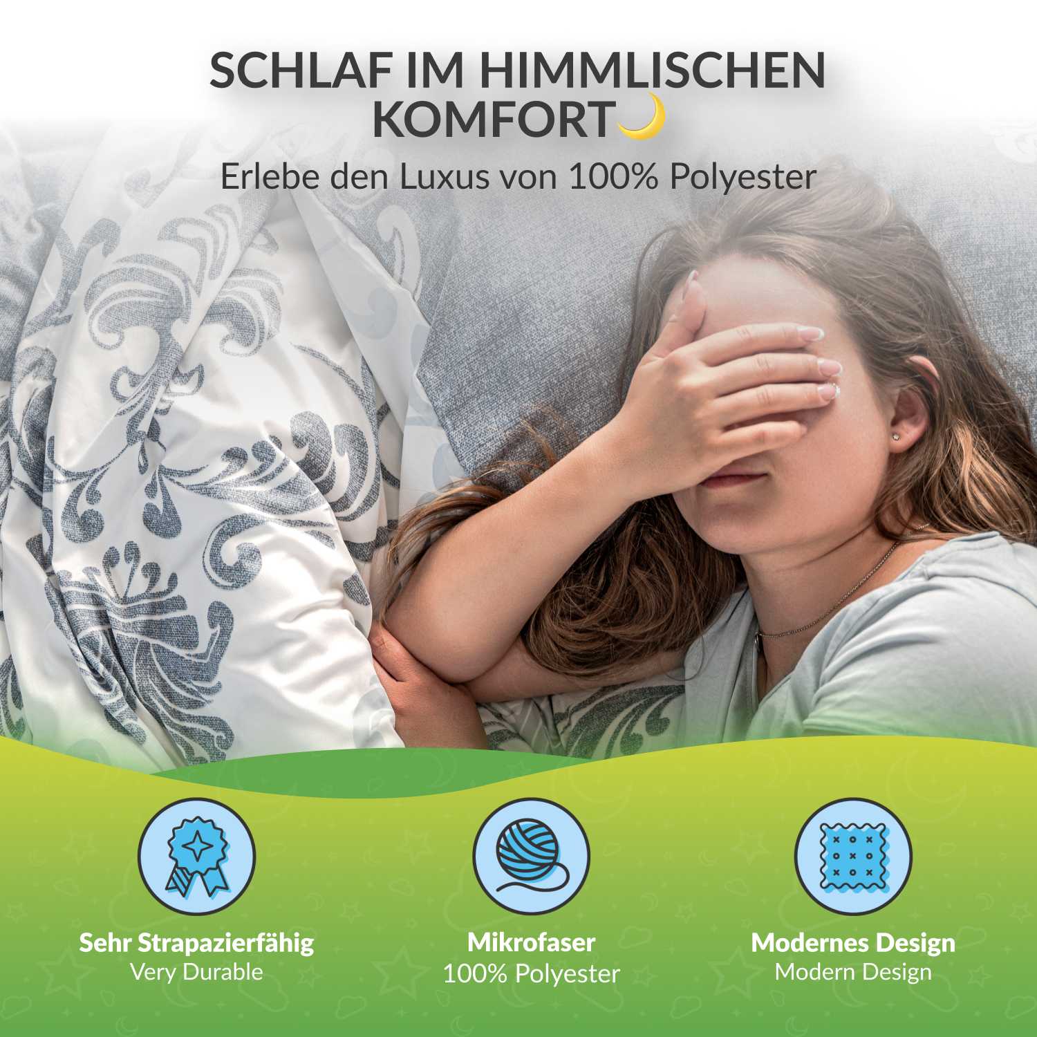etérea Microfaser Bettwäsche Emma Ornamente Silber und Türkis