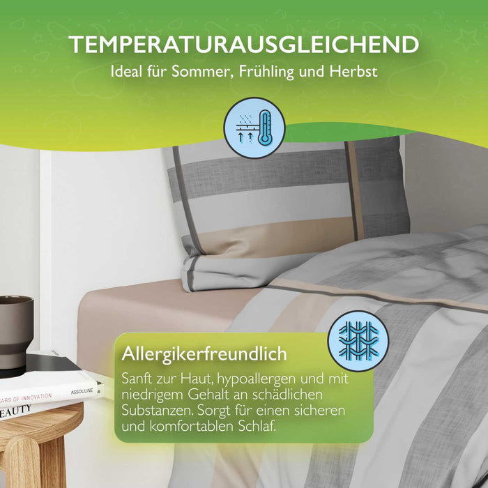 etérea Microfaser Bettwäsche Grau Streifen #farbe_