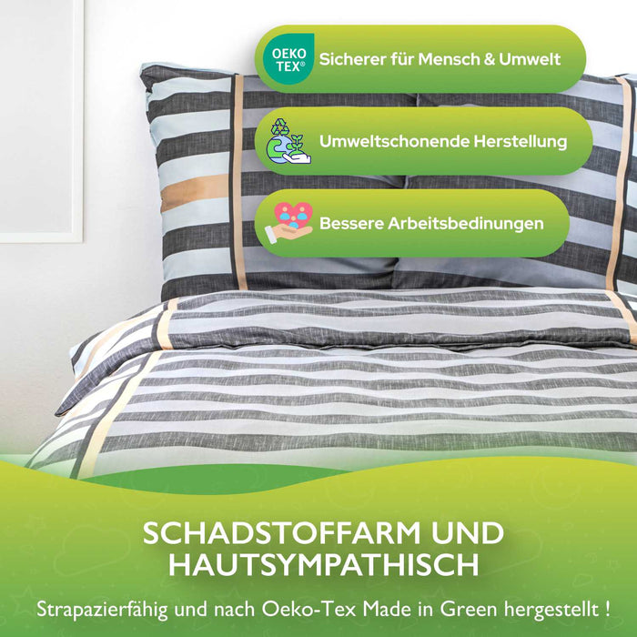 etérea Microfaser Bettwäsche Grau Streifen #farbe_