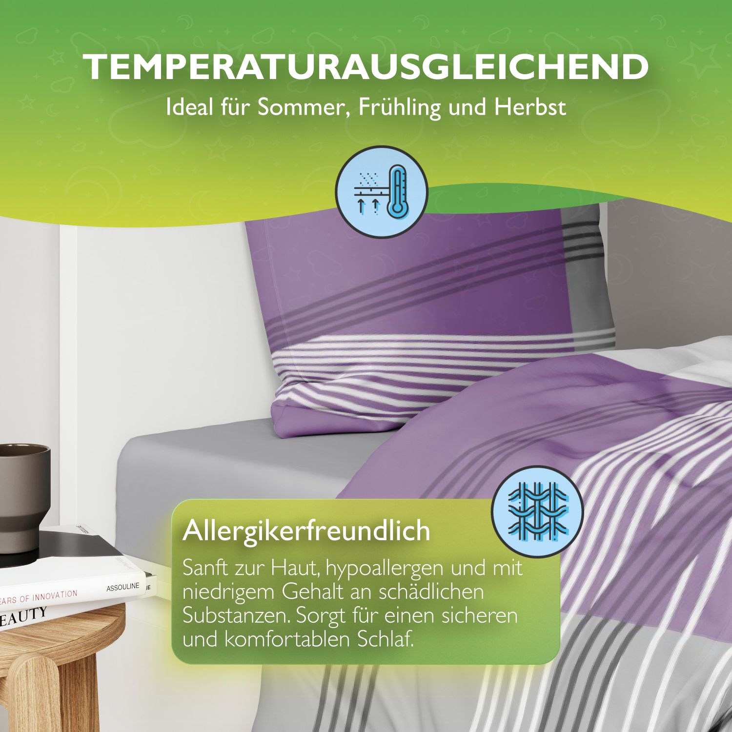 etérea Microfaser Bettwäsche Hunter Streifen