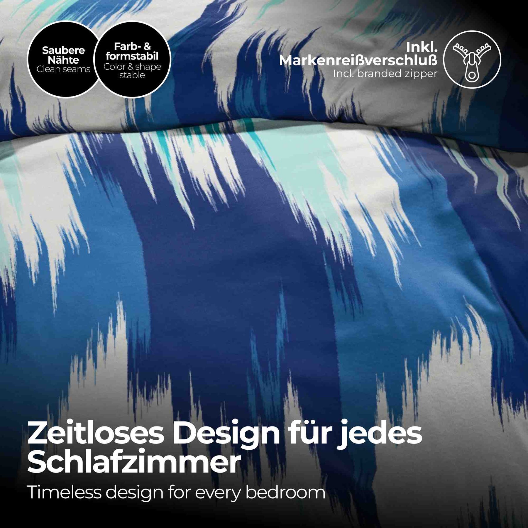 etérea Microfaser Bettwäsche Lex Blau, Opal, Mokka Creme, Schwarz