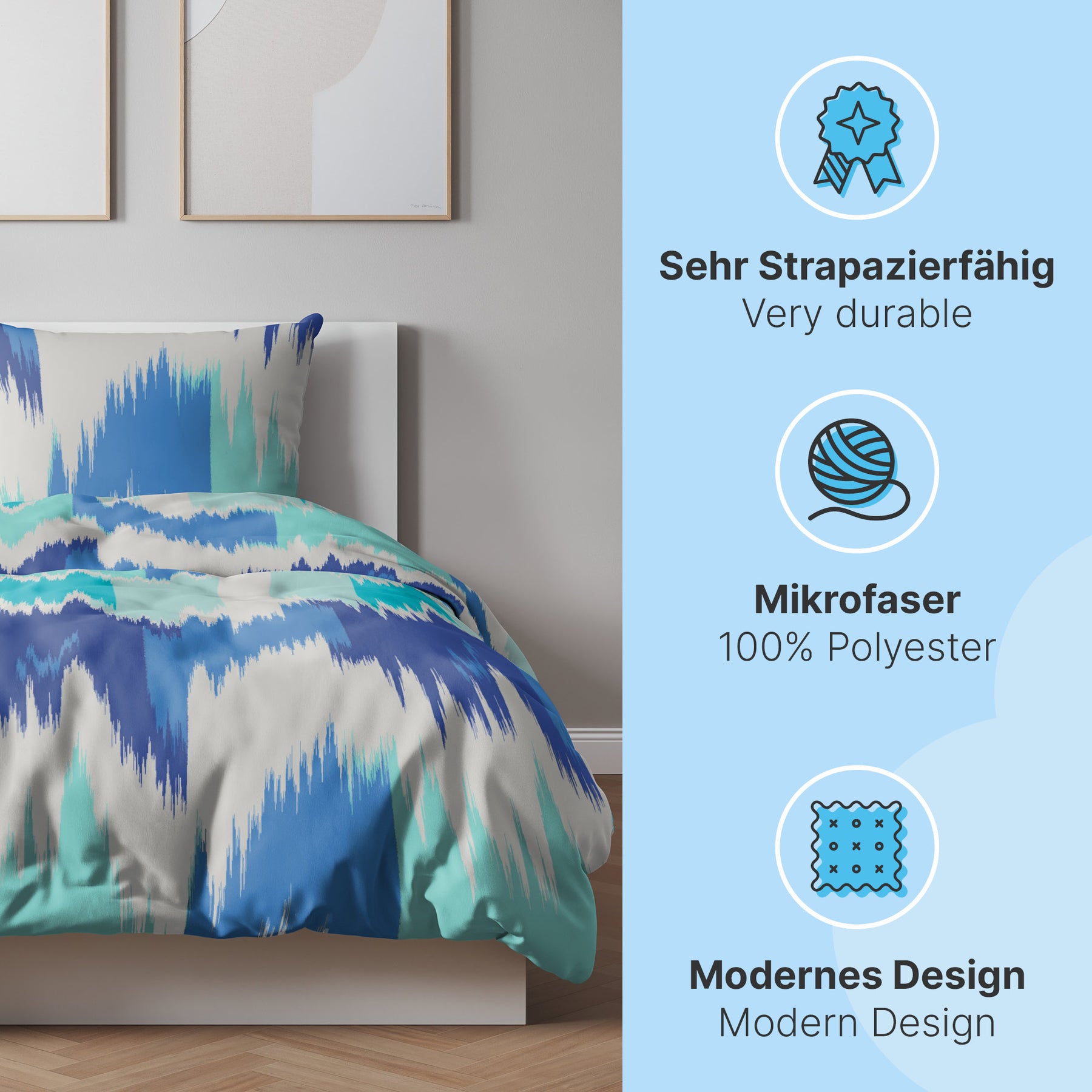 etérea Microfaser Bettwäsche Lex Blau, Opal, Mokka Creme, Schwarz