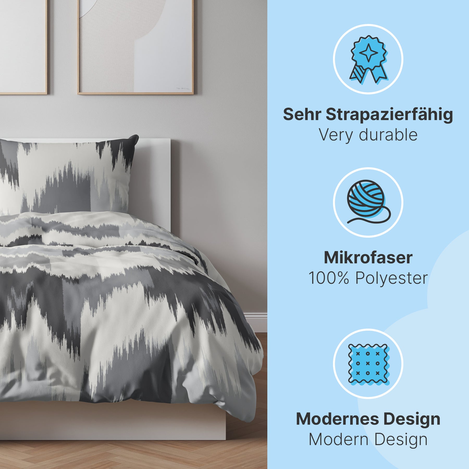 etérea Microfaser Bettwäsche Lex Blau, Opal, Mokka Creme, Schwarz