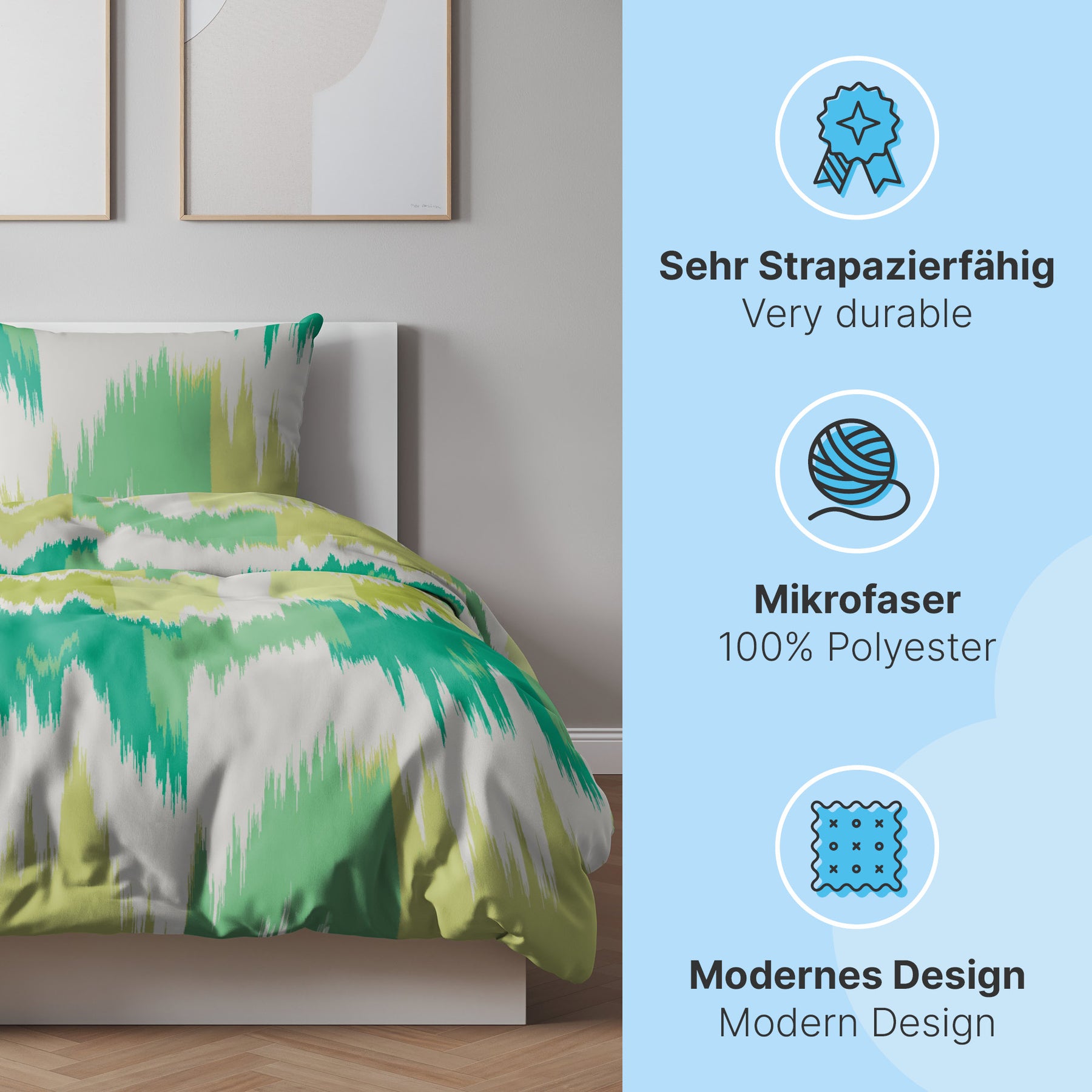 etérea Microfaser Bettwäsche Lex Blau, Opal, Mokka Creme, Schwarz
