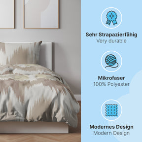 etérea Microfaser Bettwäsche Lex Blau, Opal, Mokka Creme, Schwarz