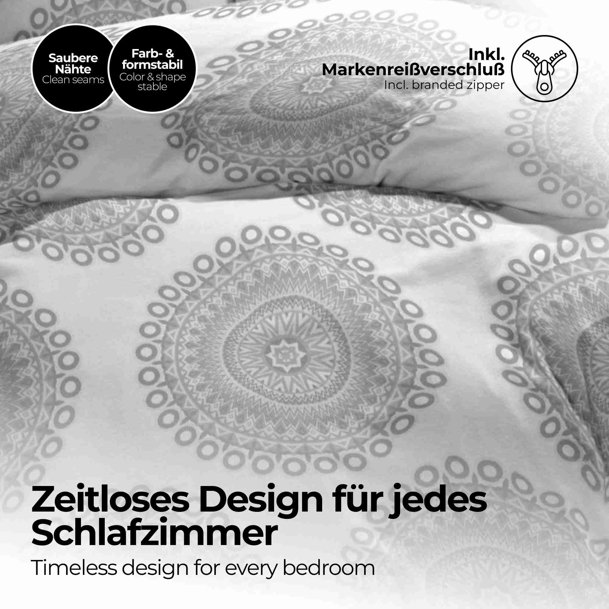 etérea Microfaser Bettwäsche Mandala in Grau und Pink