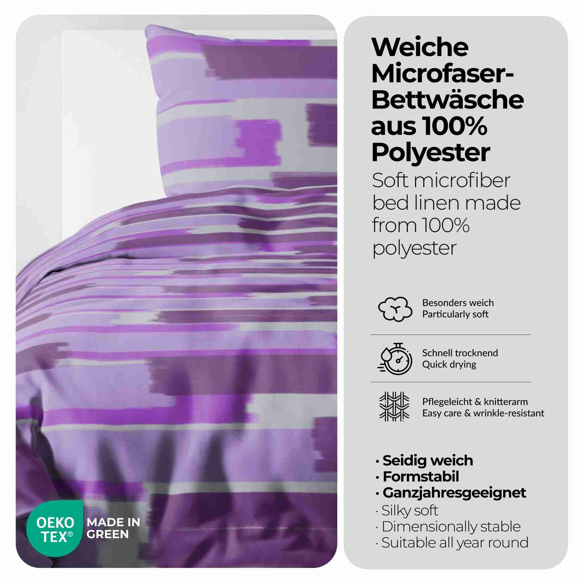 etérea Microfaser Bettwäsche Patchy Streifen