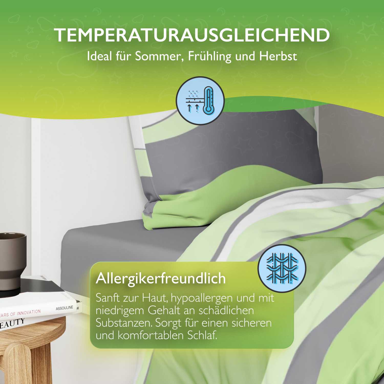 etérea Microfaser Bettwäsche New Alto Grün und Pflaume