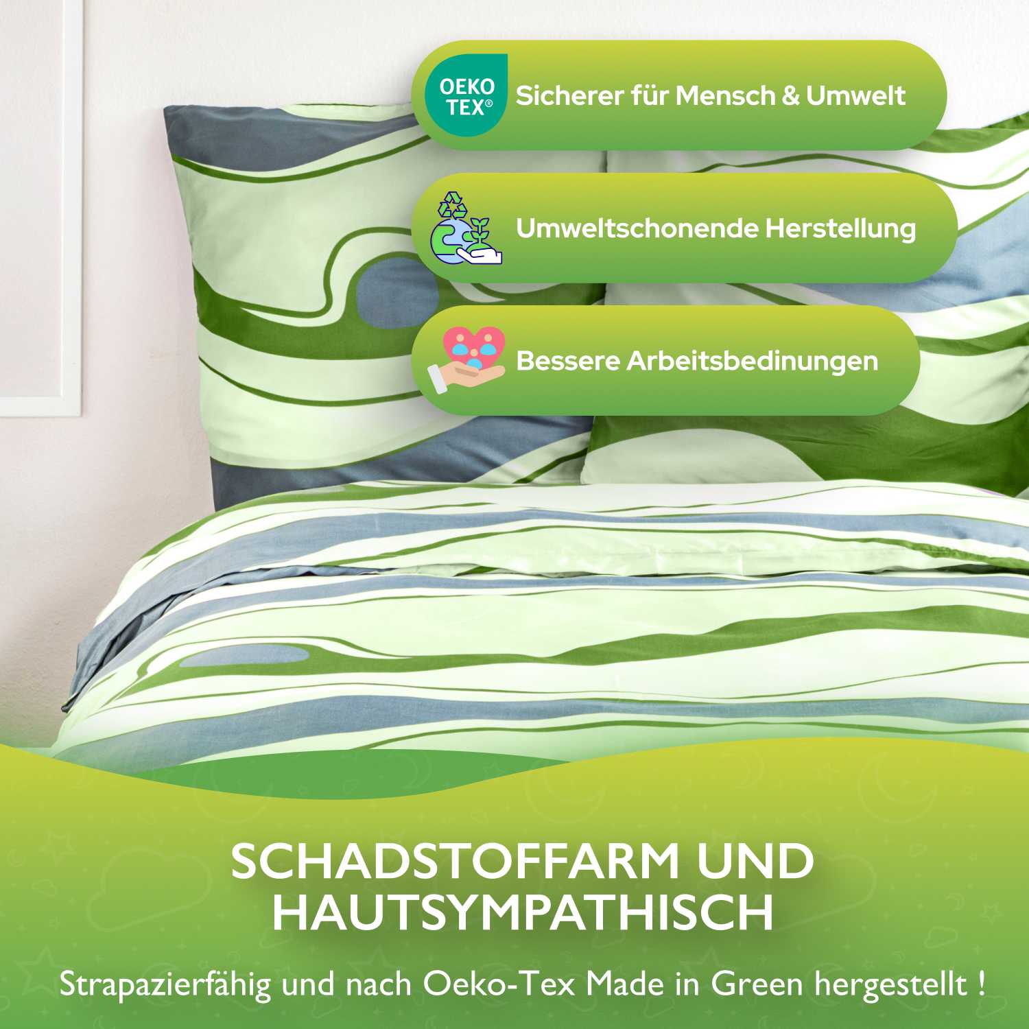 etérea Microfaser Bettwäsche New Alto Grün und Pflaume