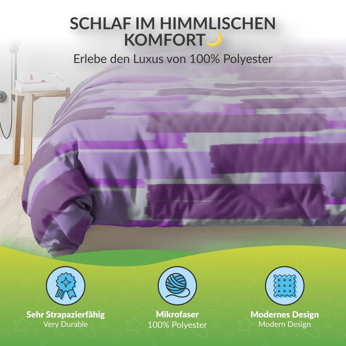 etérea Microfaser Bettwäsche Patchy Streifen