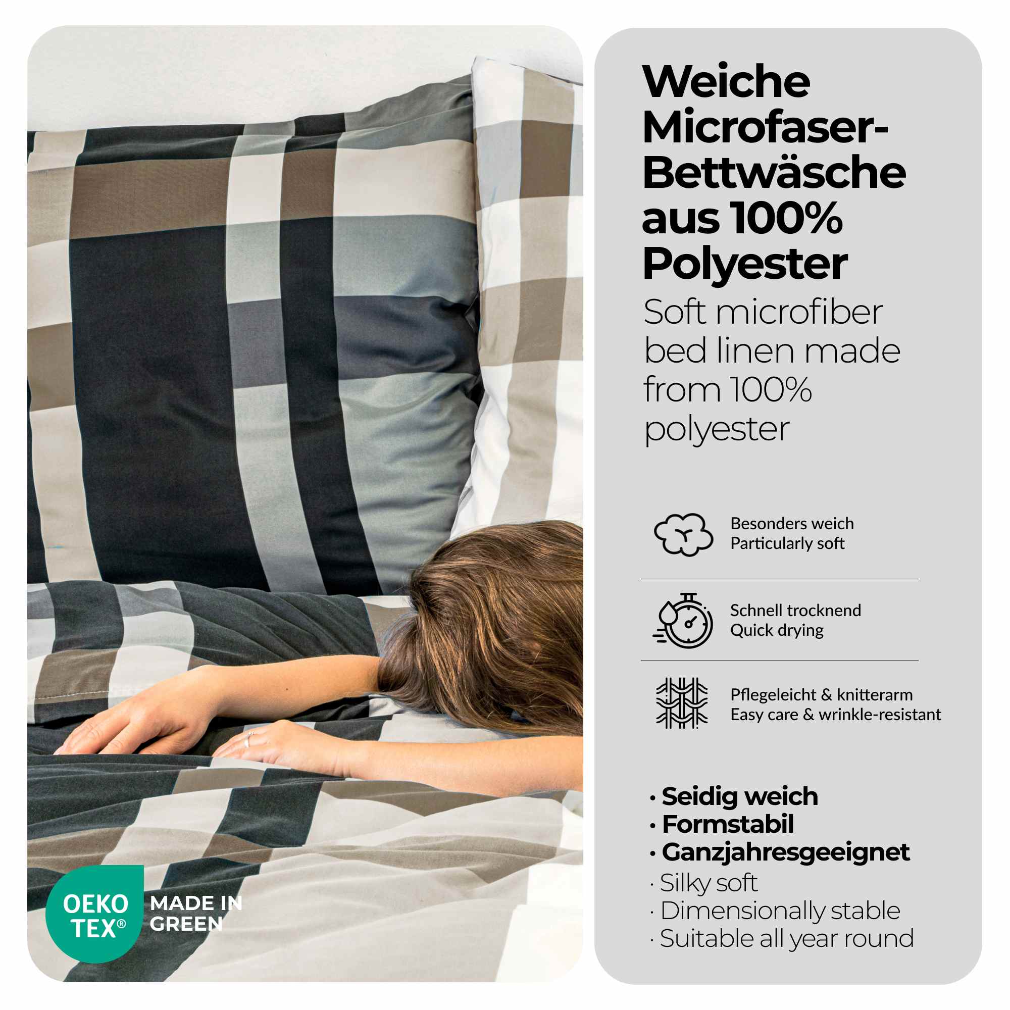 etérea Microfaser Bettwäsche Urban Check Kariert