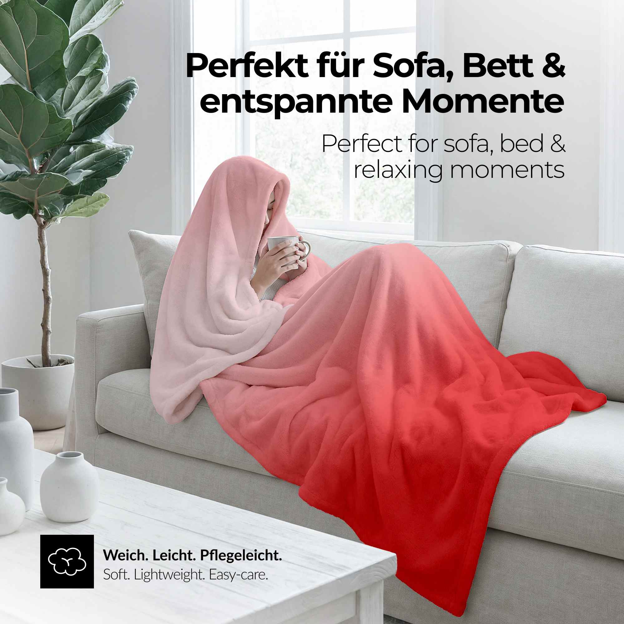 etérea Premium Mikrofaser Regenbogen Kuscheldecke