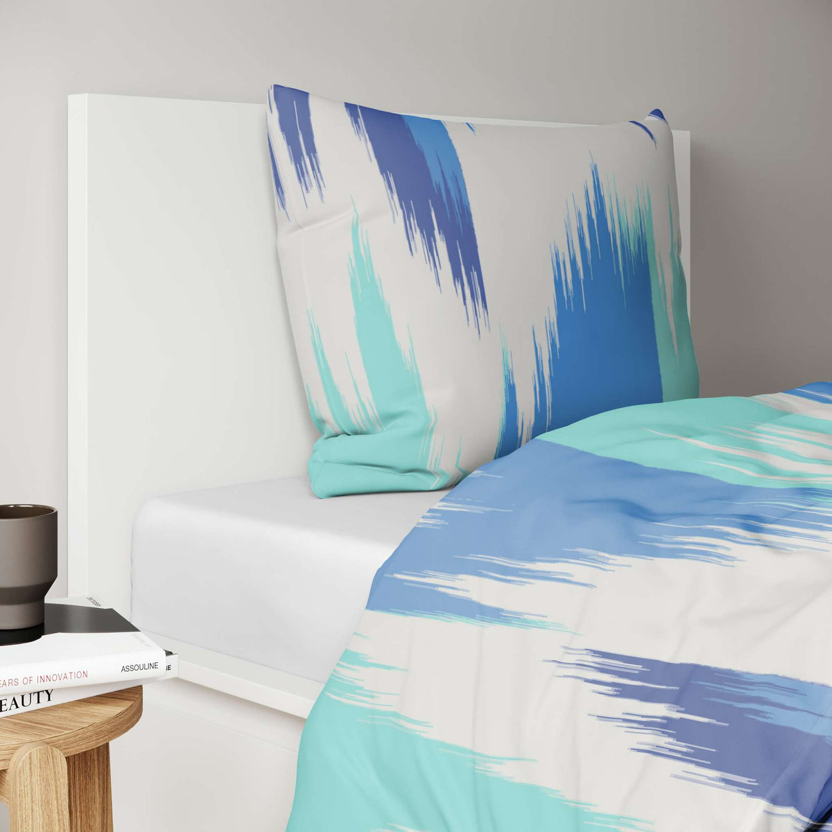 etérea Microfaser Bettwäsche Lex Blau, Opal, Mokka Creme, Schwarz