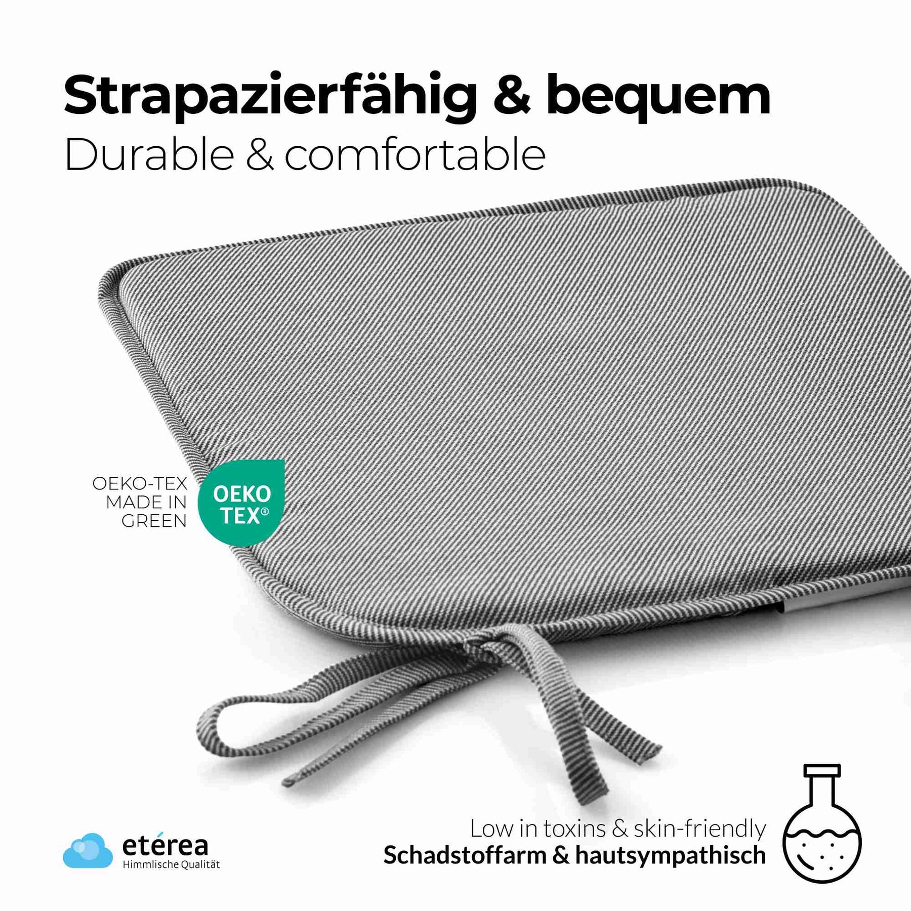 etérea Streifen Sitzkissen Stuhlkissen Indoor & Outdoor 4er Set 38x38 cm