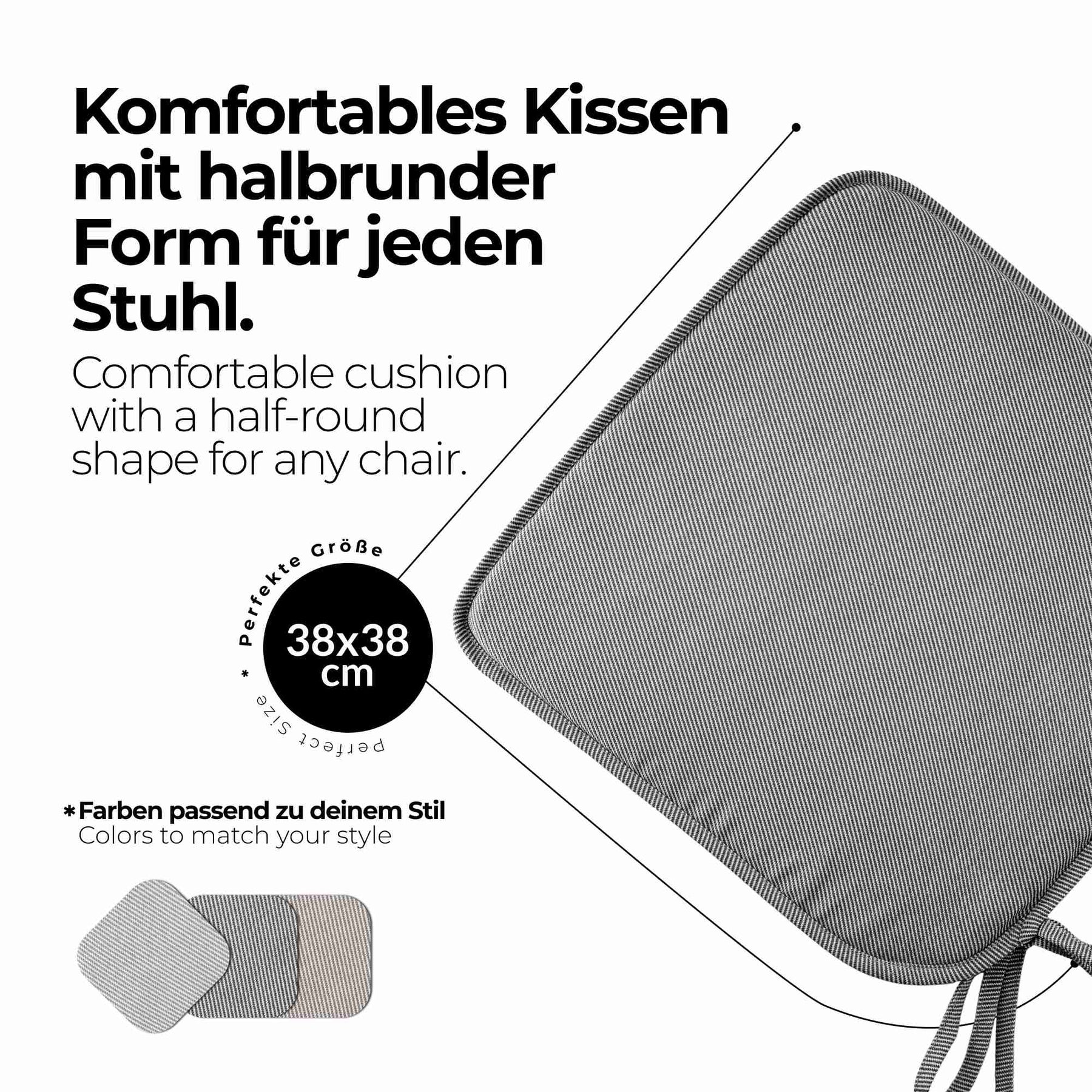 etérea Sitzkissen Stuhlkissen Streifen 38x38cm 4er Set - Innen und Aussenbereich