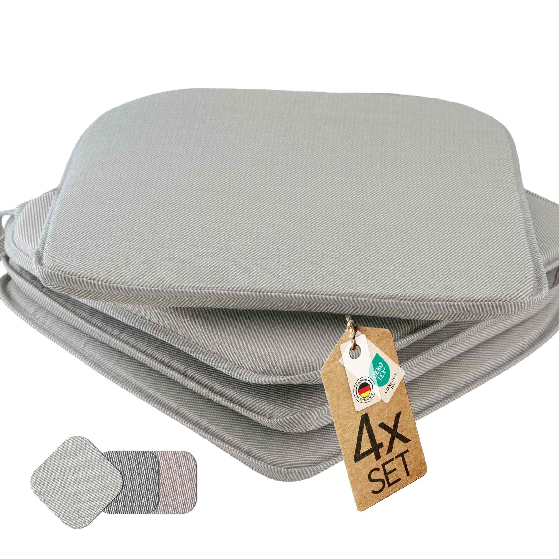 etérea Streifen Sitzkissen Stuhlkissen Indoor & Outdoor 4er Set 38x38 cm