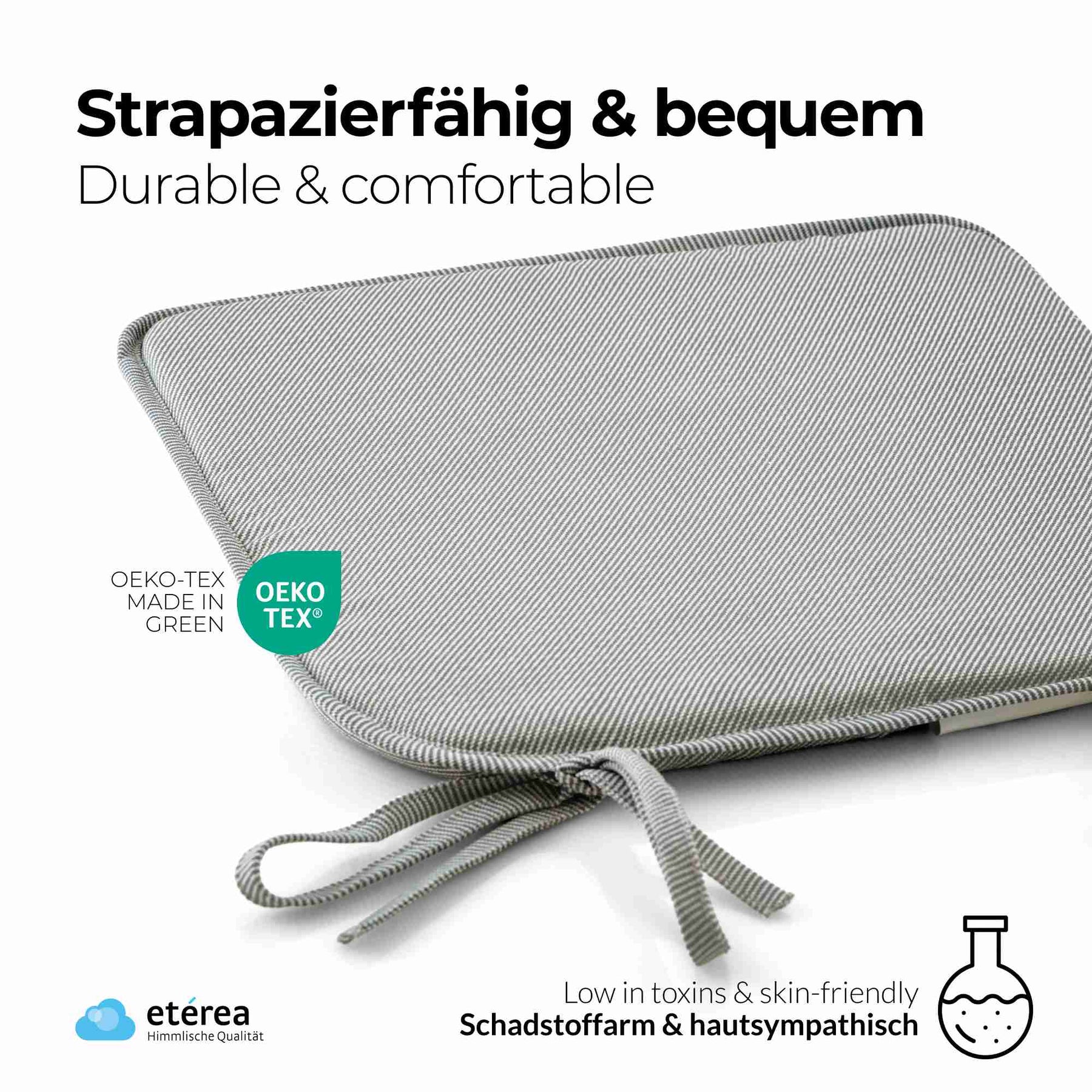 etérea Streifen Sitzkissen Stuhlkissen Indoor & Outdoor 4er Set 38x38 cm
