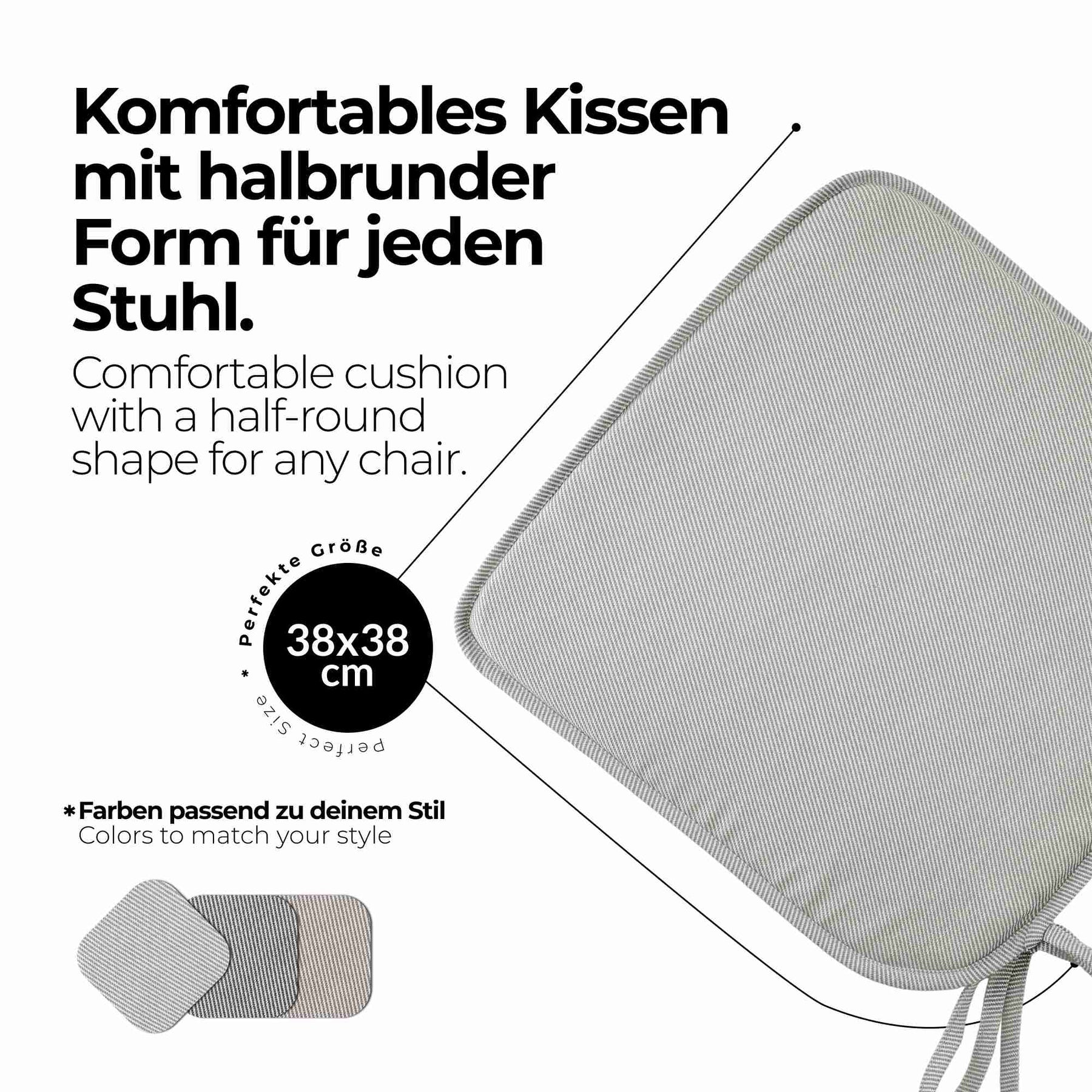 etérea Sitzkissen Stuhlkissen Streifen 38x38cm 4er Set - Innen und Aussenbereich