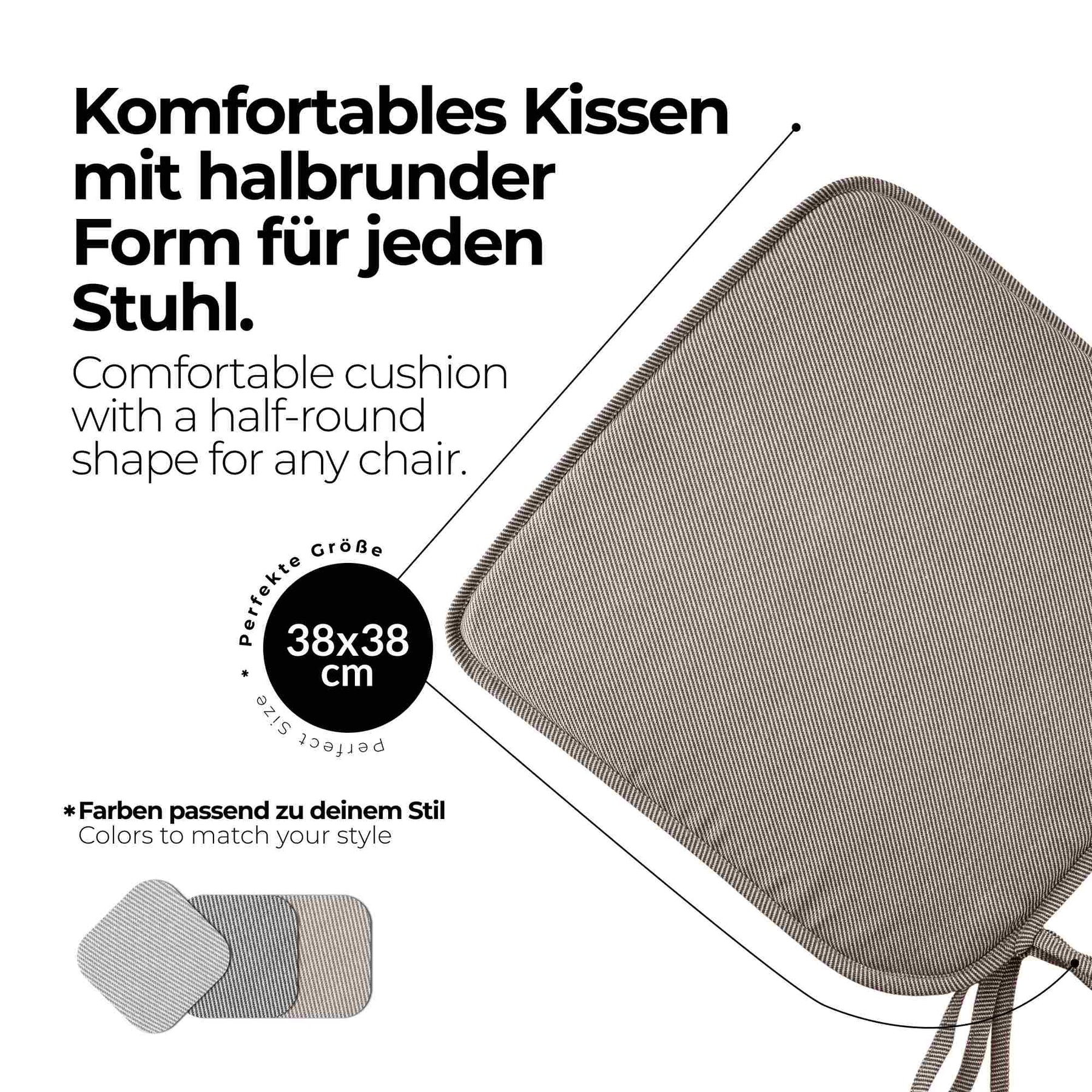 etérea Sitzkissen Stuhlkissen Streifen 38x38cm 4er Set - Innen und Aussenbereich