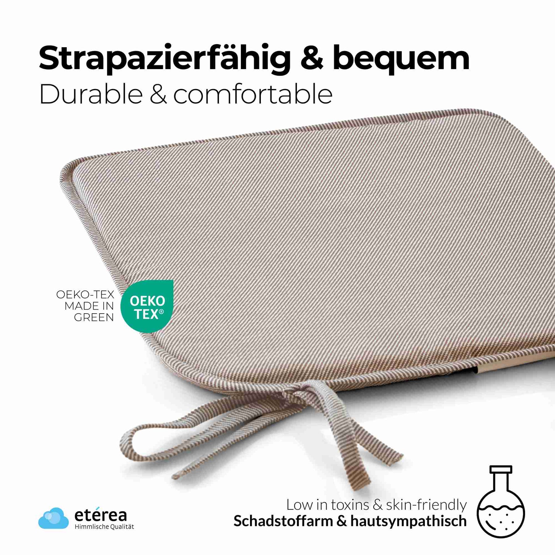 etérea Streifen Sitzkissen Stuhlkissen Indoor & Outdoor 4er Set 38x38 cm