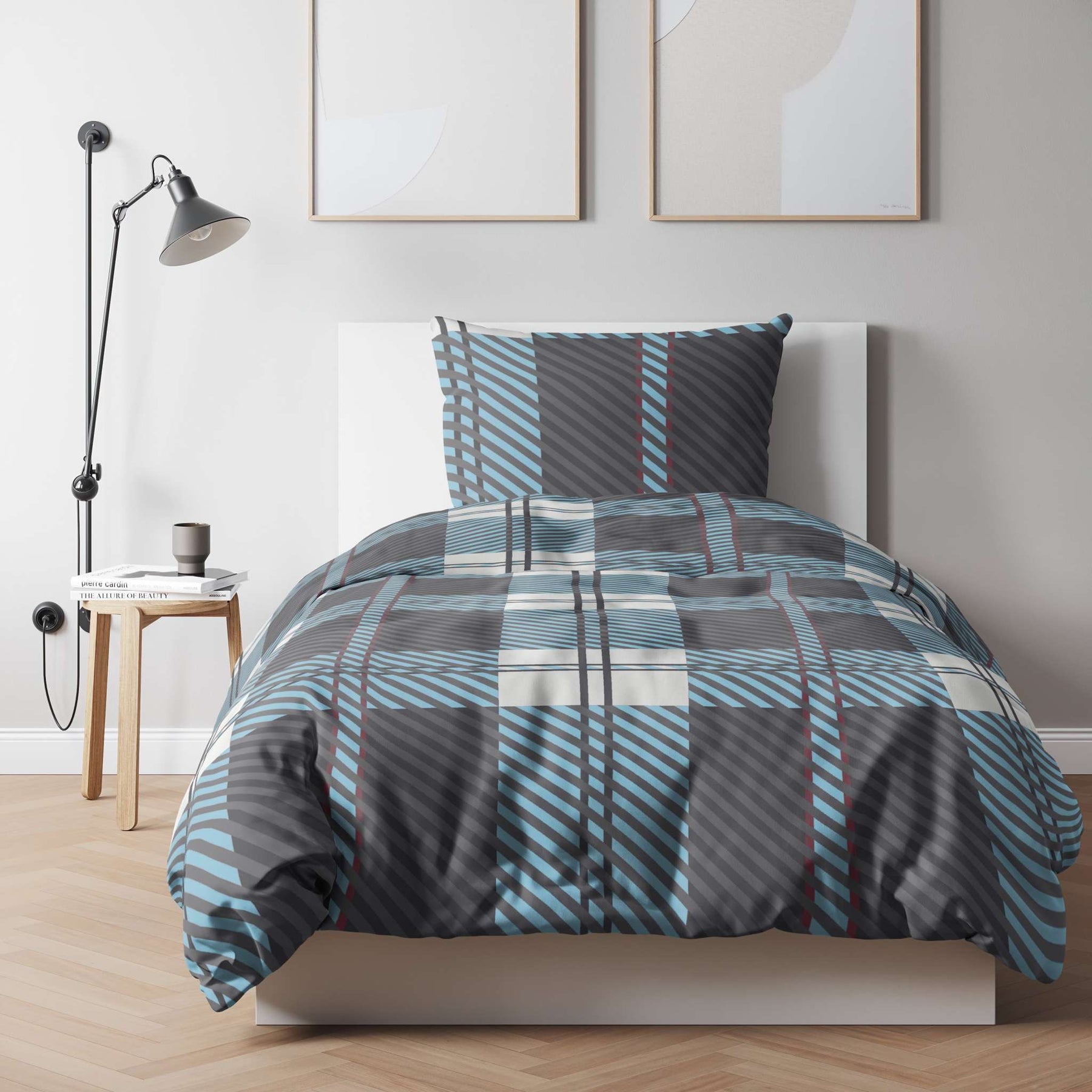 etérea Renforcé Bettwäsche Blockberry Grau und Blau