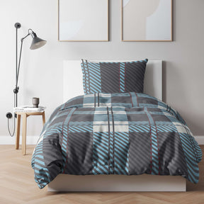 etérea Renforcé Bettwäsche Blockberry Grau und Blau