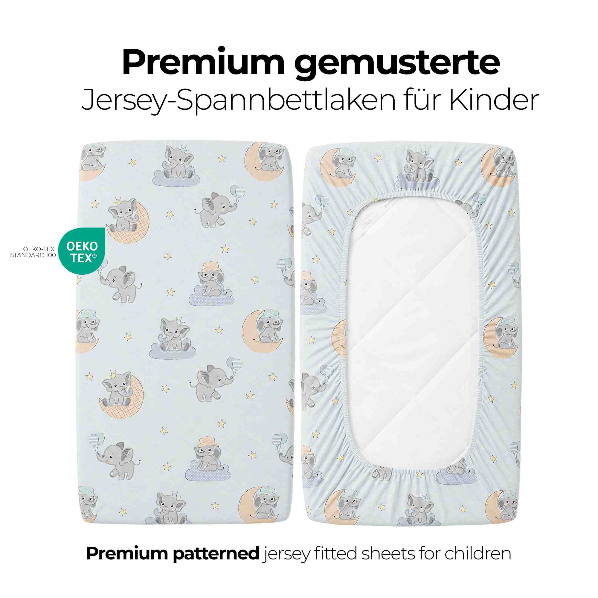 timitama Jersey Spannbettlaken - 2tlg. Set für Baby Kinder - 60x120 - 70x140 cm