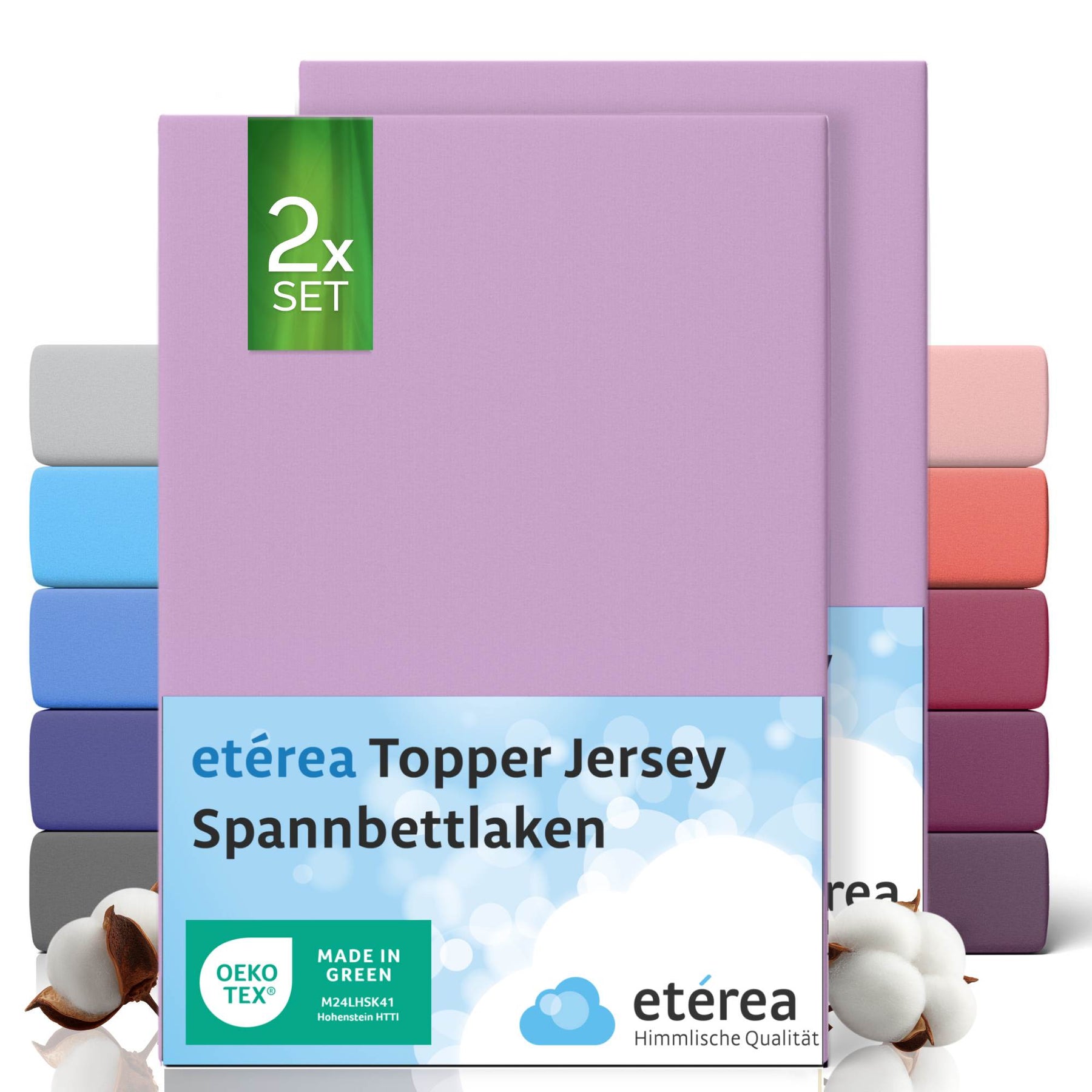 etérea 2 Stück Comfort Jersey Topper Spannbettlaken