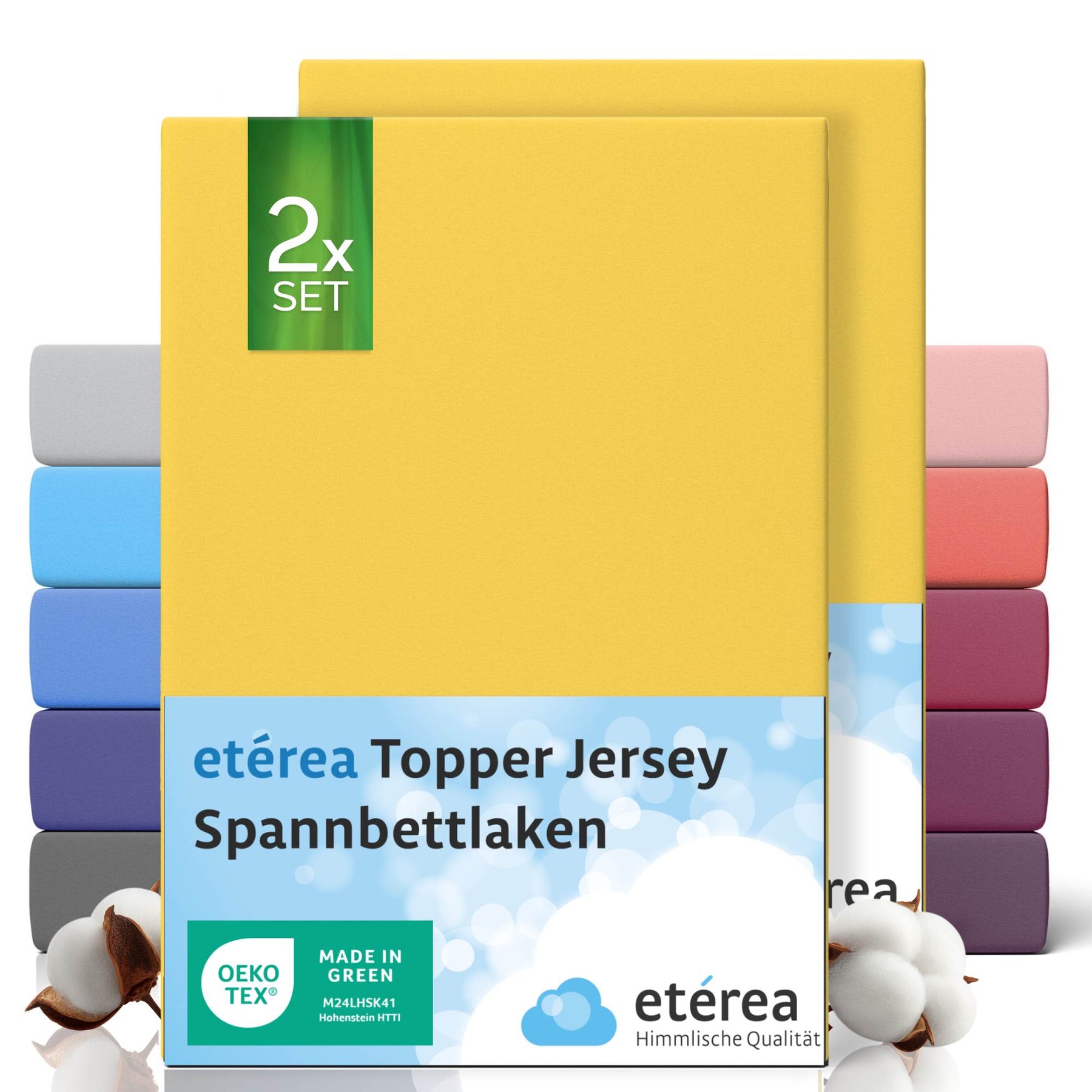 etérea 2 Stück Comfort Jersey Topper Spannbettlaken