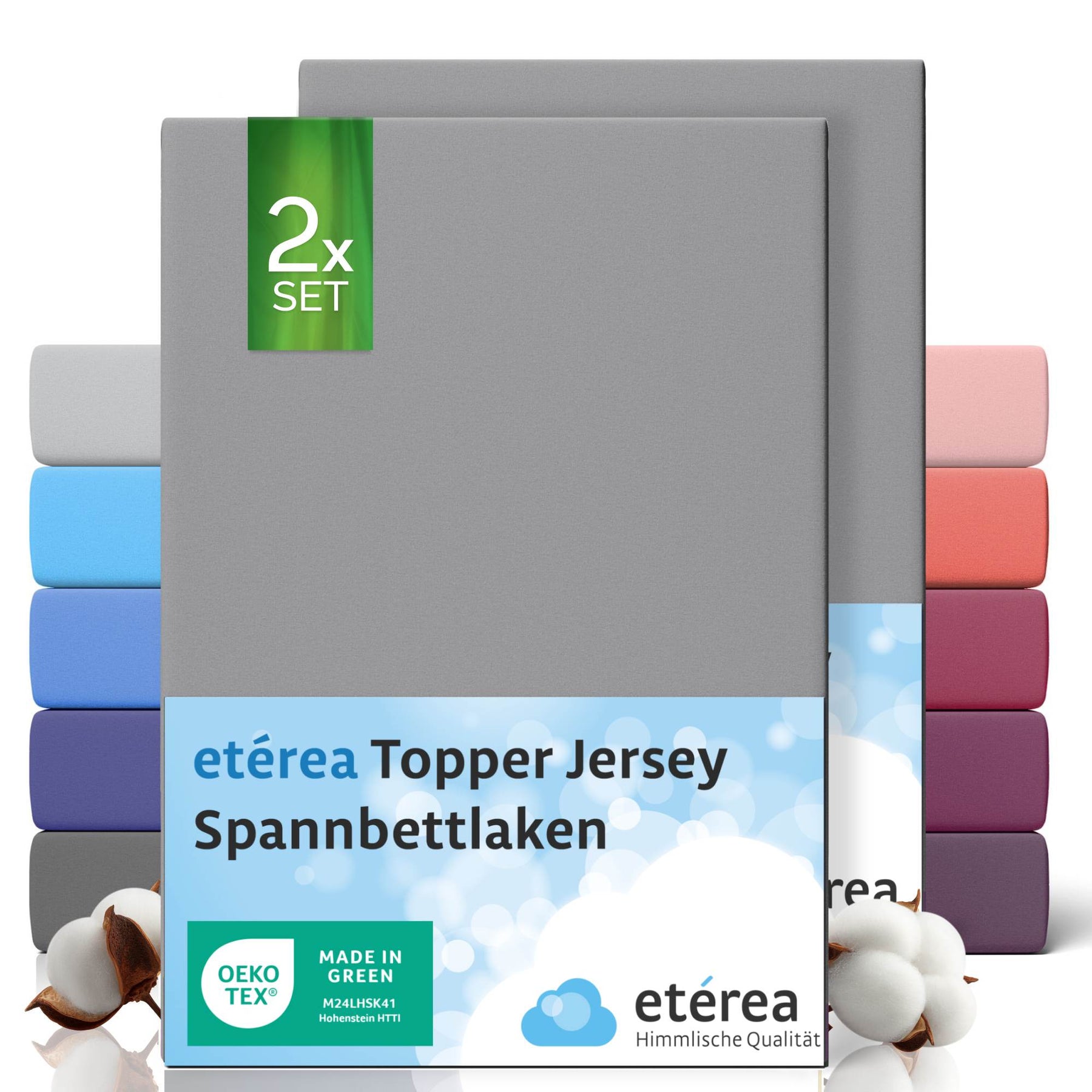 etérea 2 Stück Comfort Jersey Topper Spannbettlaken