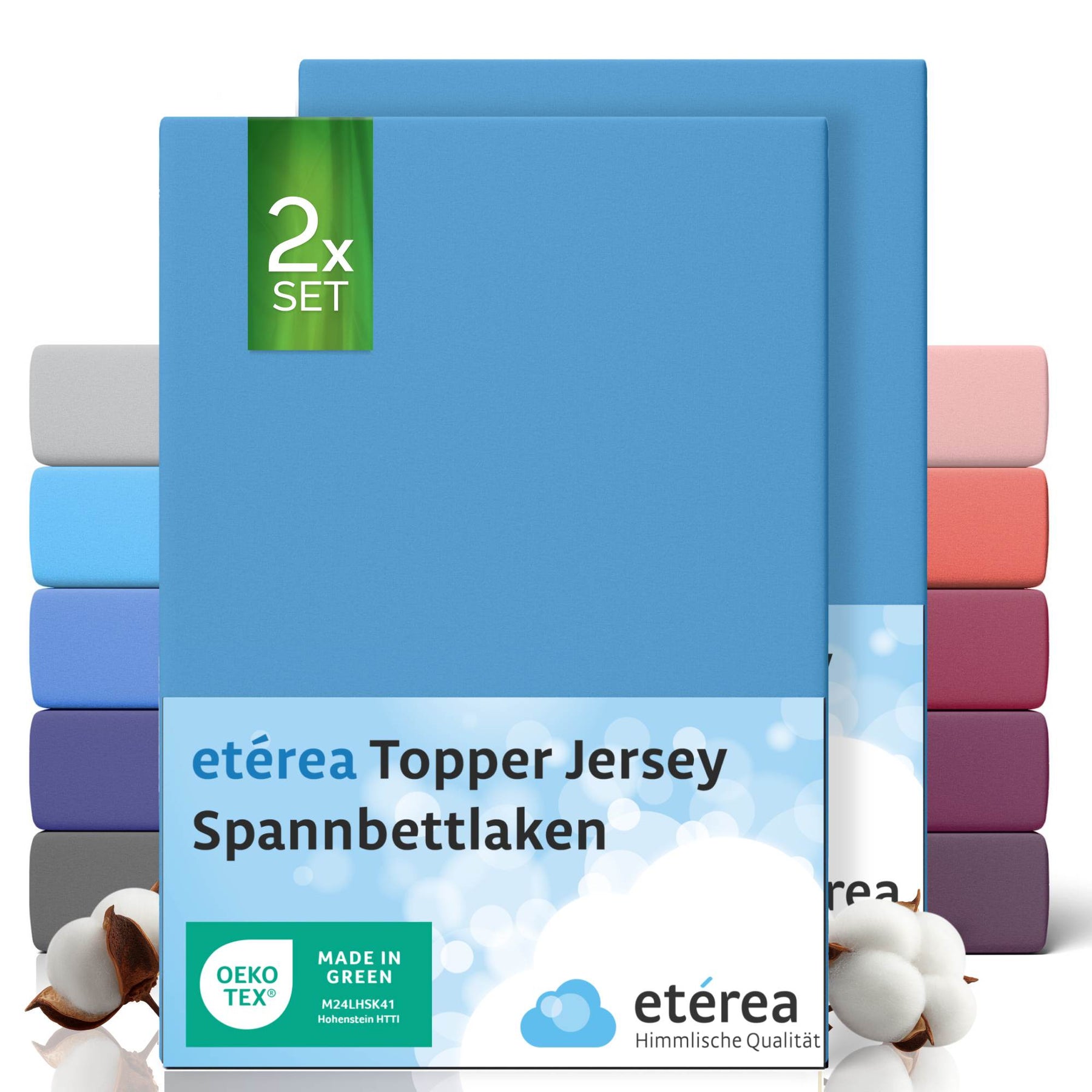 etérea 2 Stück Comfort Jersey Topper Spannbettlaken
