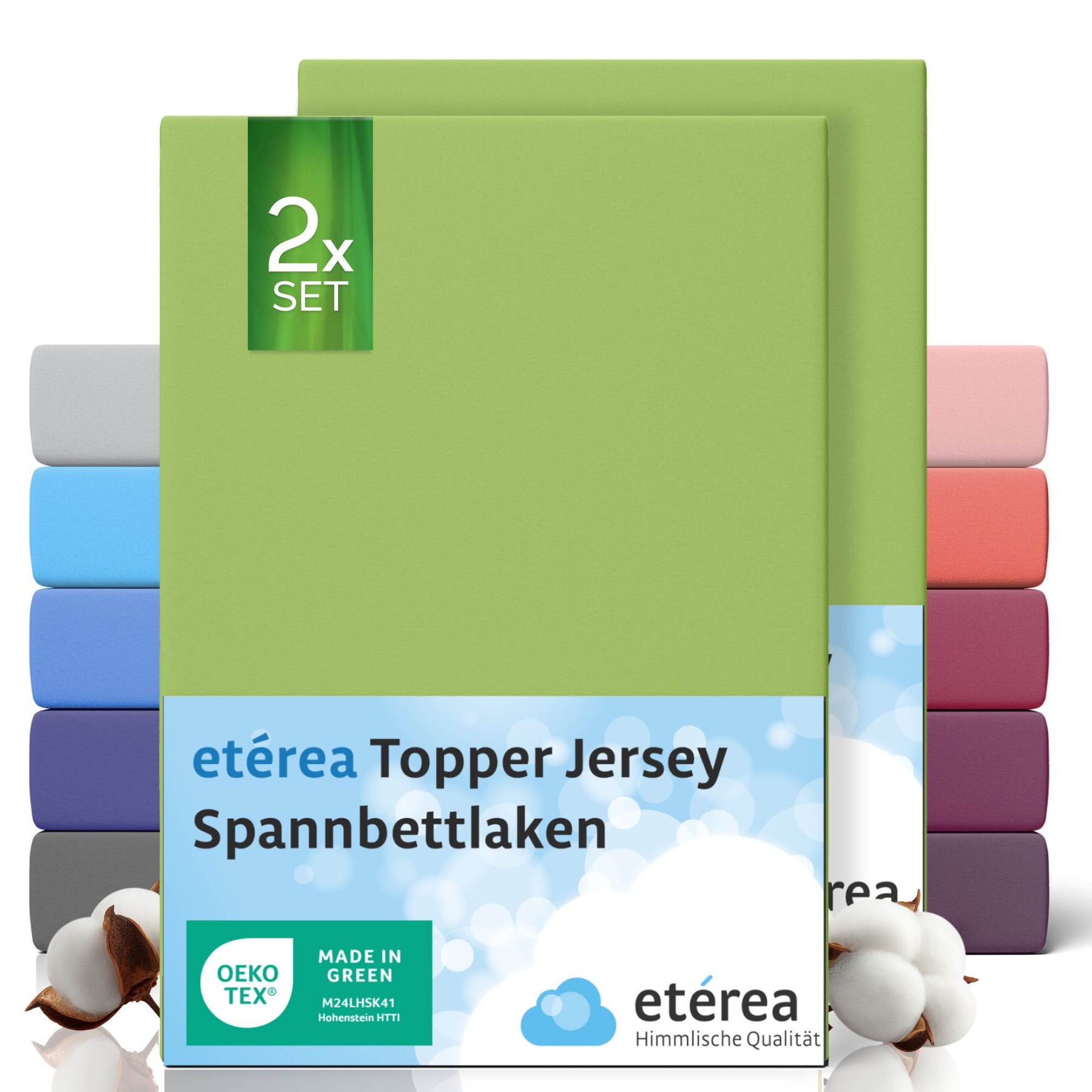 etérea 2 Stück Comfort Jersey Topper Spannbettlaken