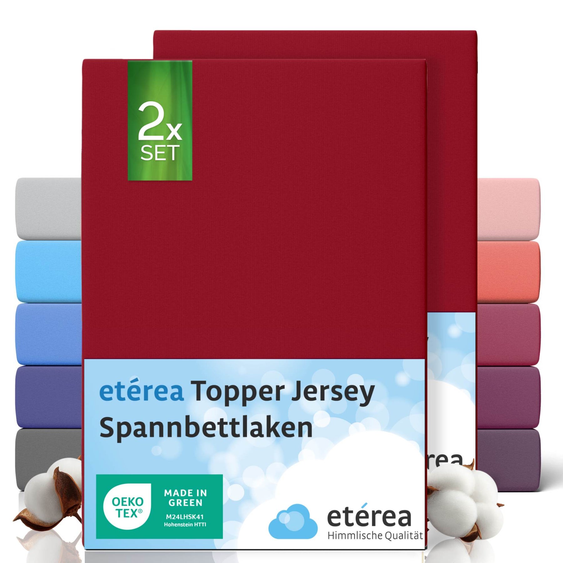 etérea 2 Stück Comfort Jersey Topper Spannbettlaken