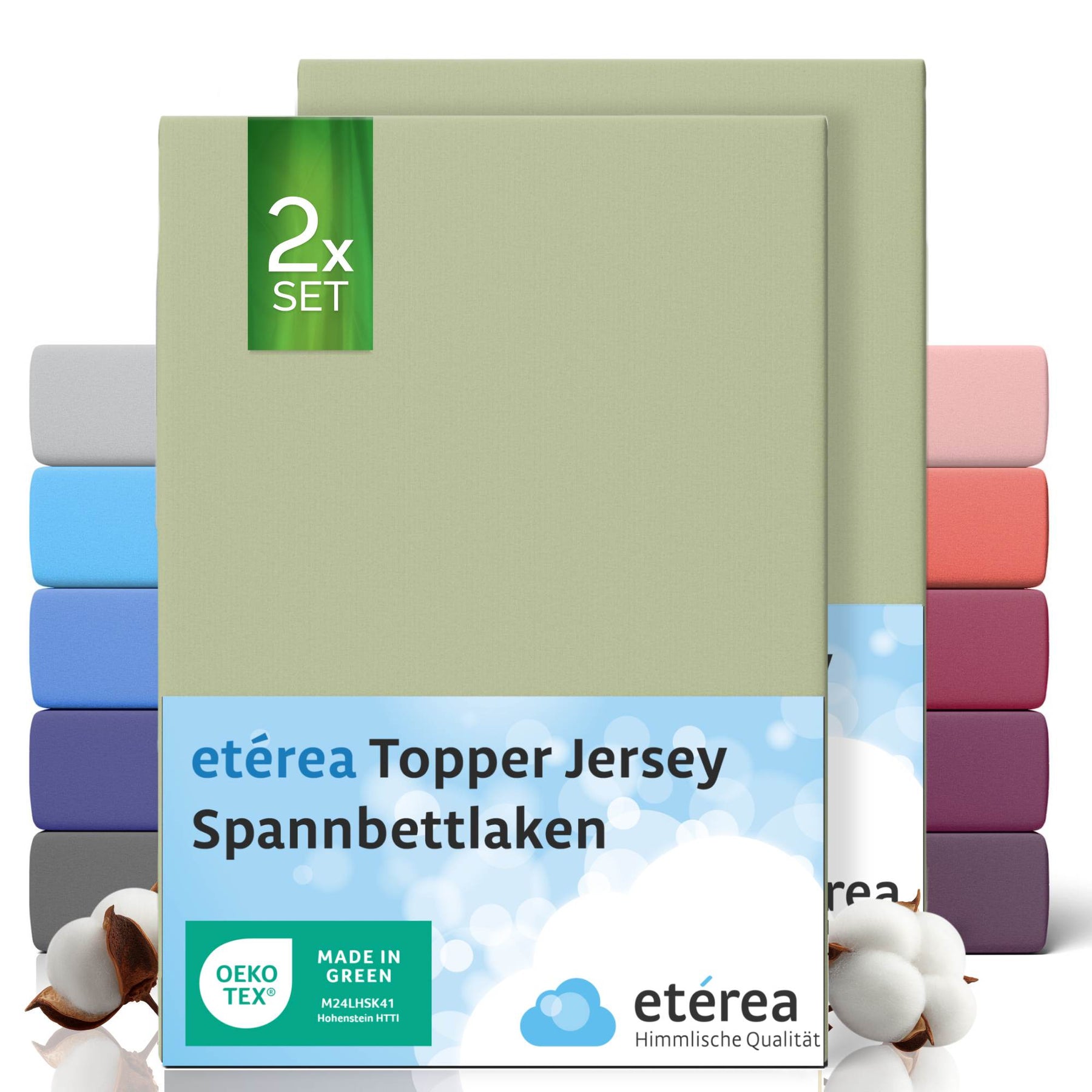 etérea 2 Stück Comfort Jersey Topper Spannbettlaken