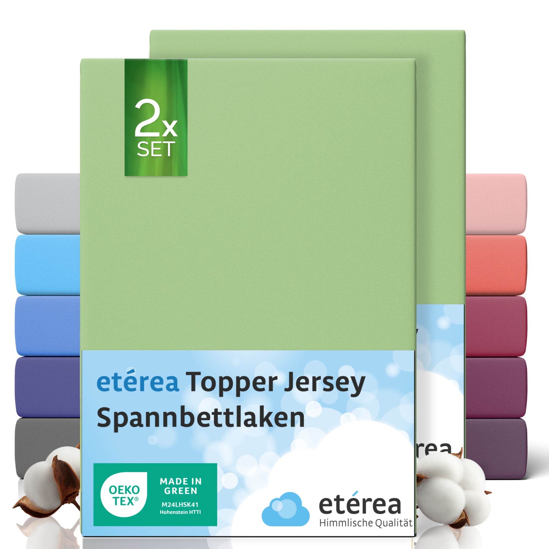etérea 2 Stück Comfort Jersey Topper Spannbettlaken