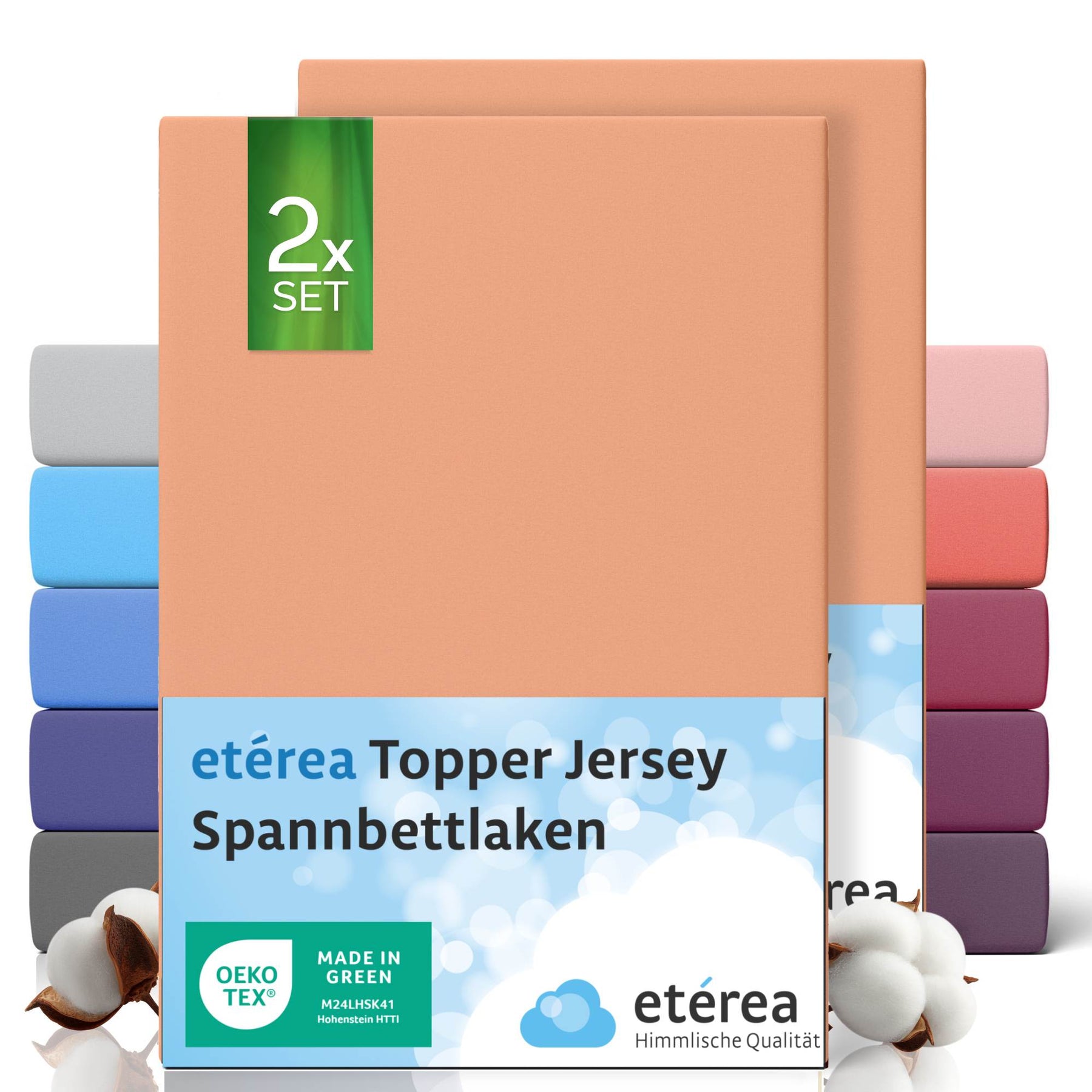 etérea 2 Stück Comfort Jersey Topper Spannbettlaken
