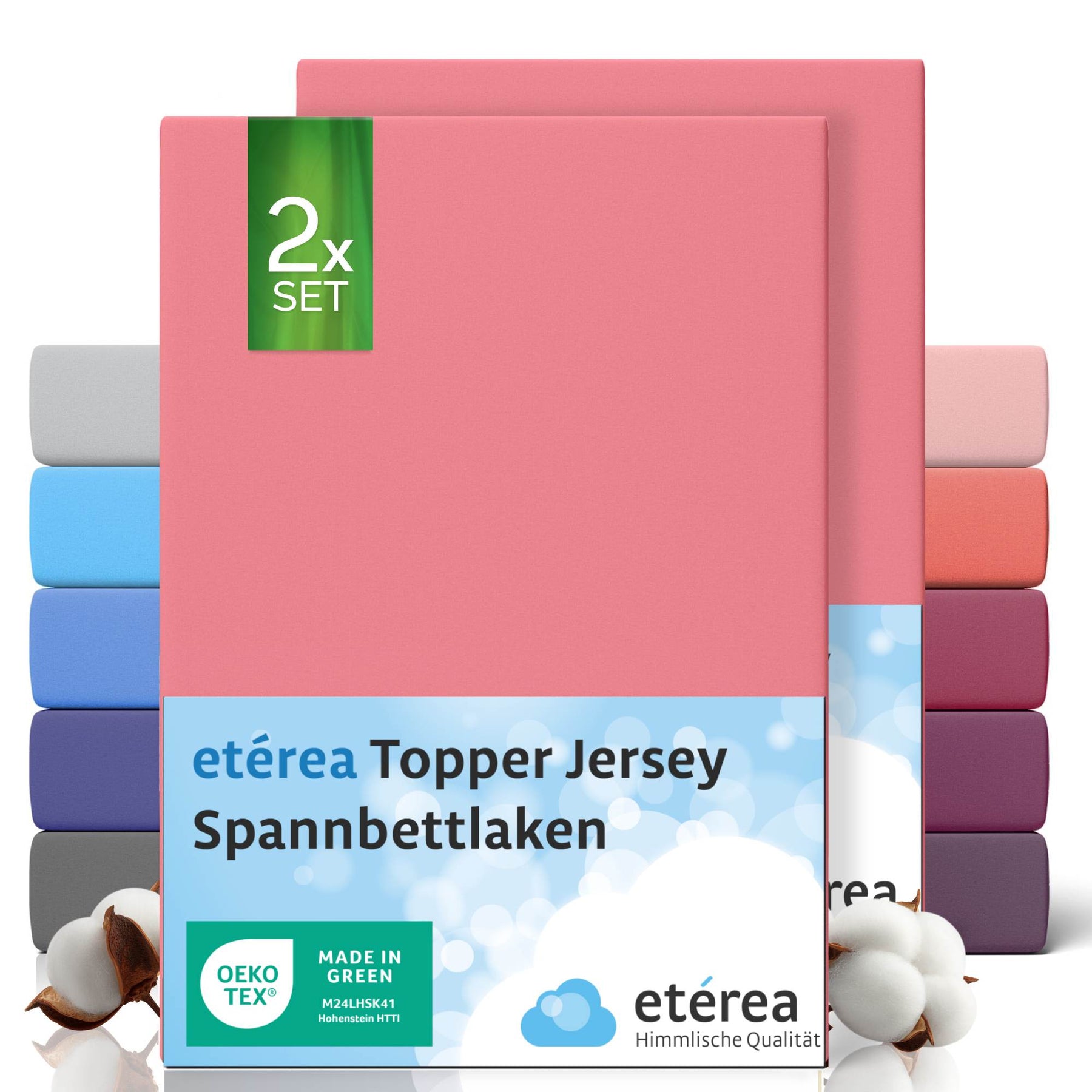 etérea 2 Stück Comfort Jersey Topper Spannbettlaken
