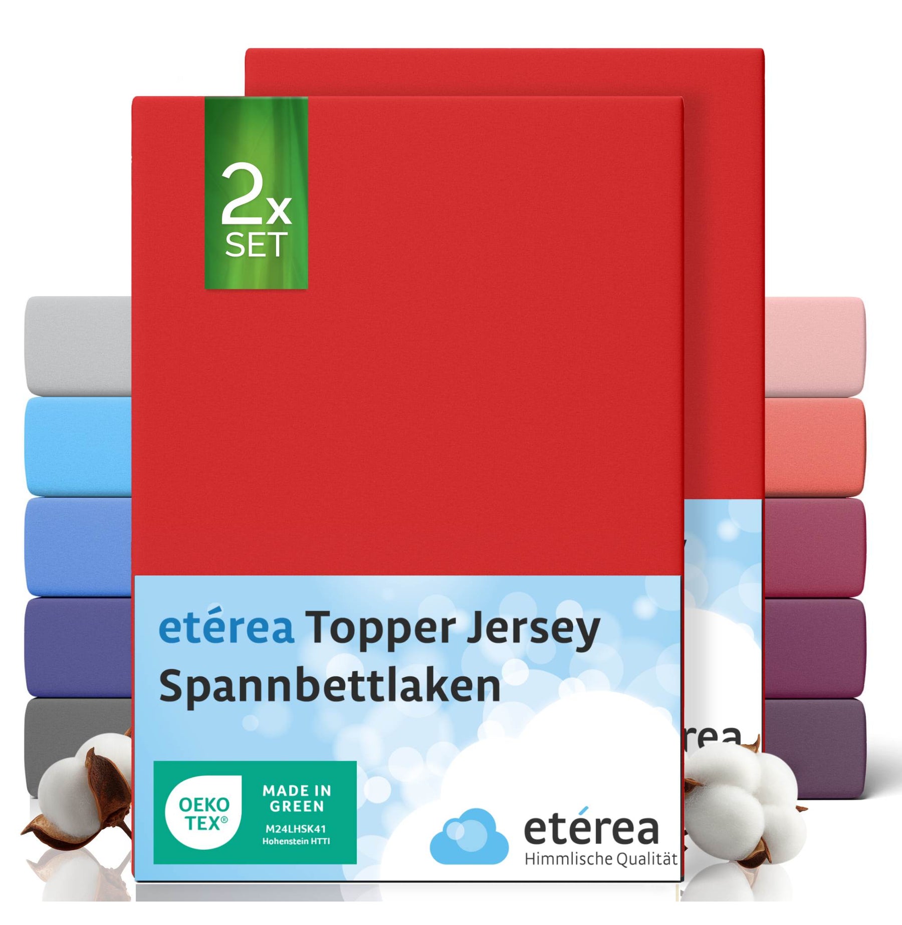 etérea 2 Stück Comfort Jersey Topper Spannbettlaken