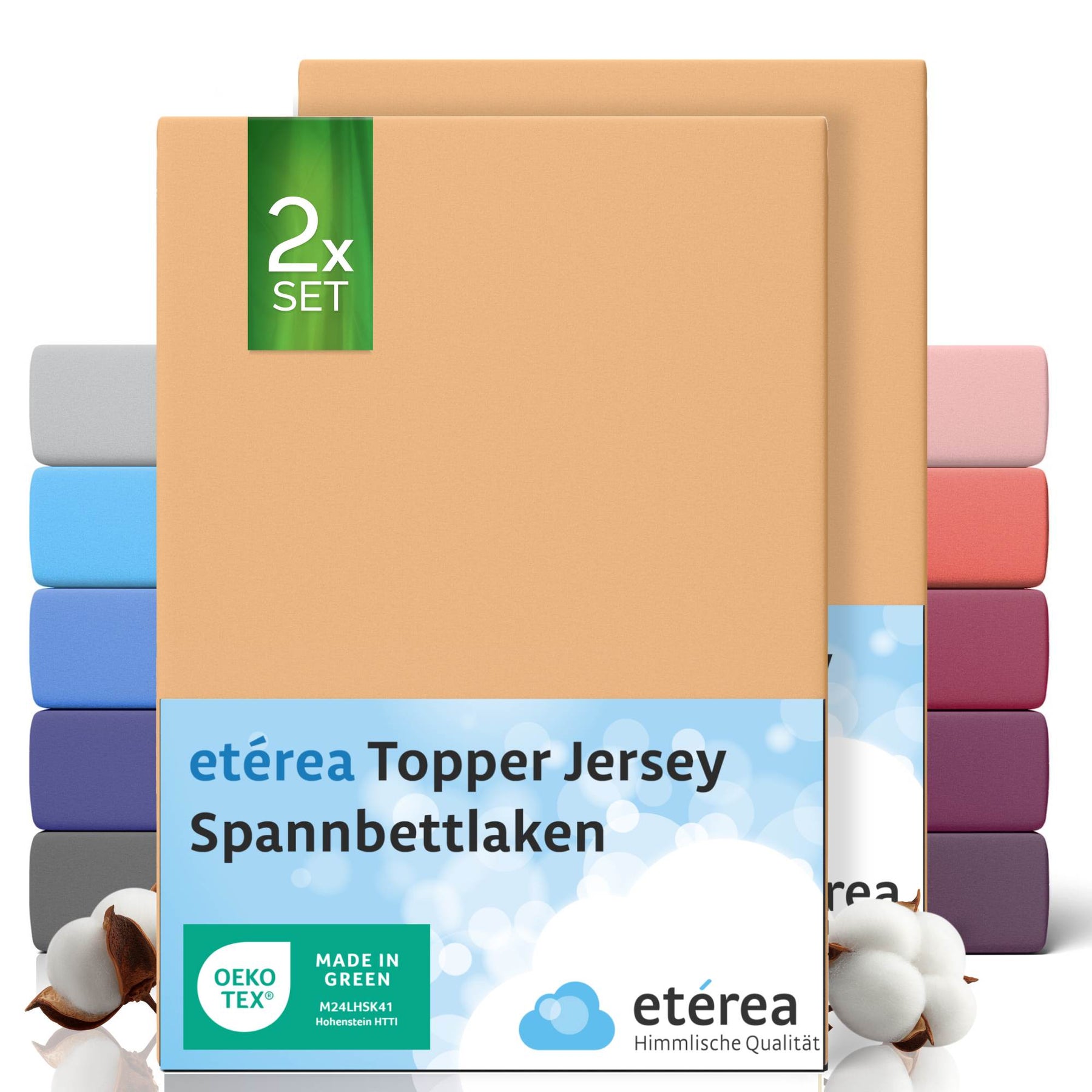 etérea 2 Stück Comfort Jersey Topper Spannbettlaken