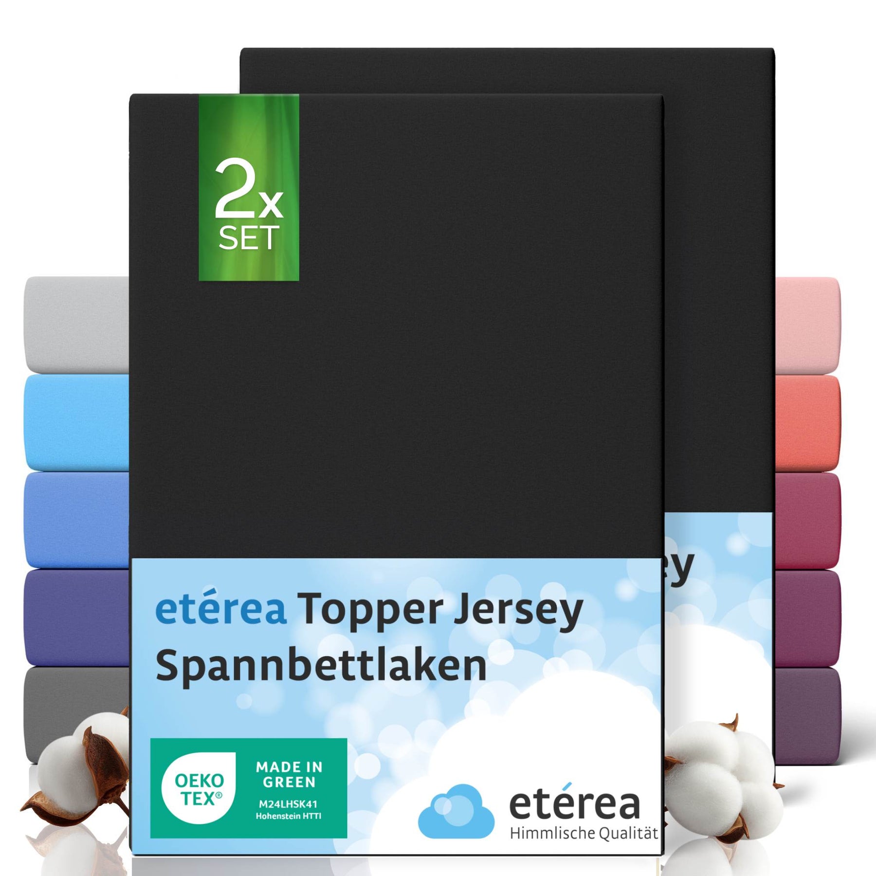 etérea 2 Stück Comfort Jersey Topper Spannbettlaken